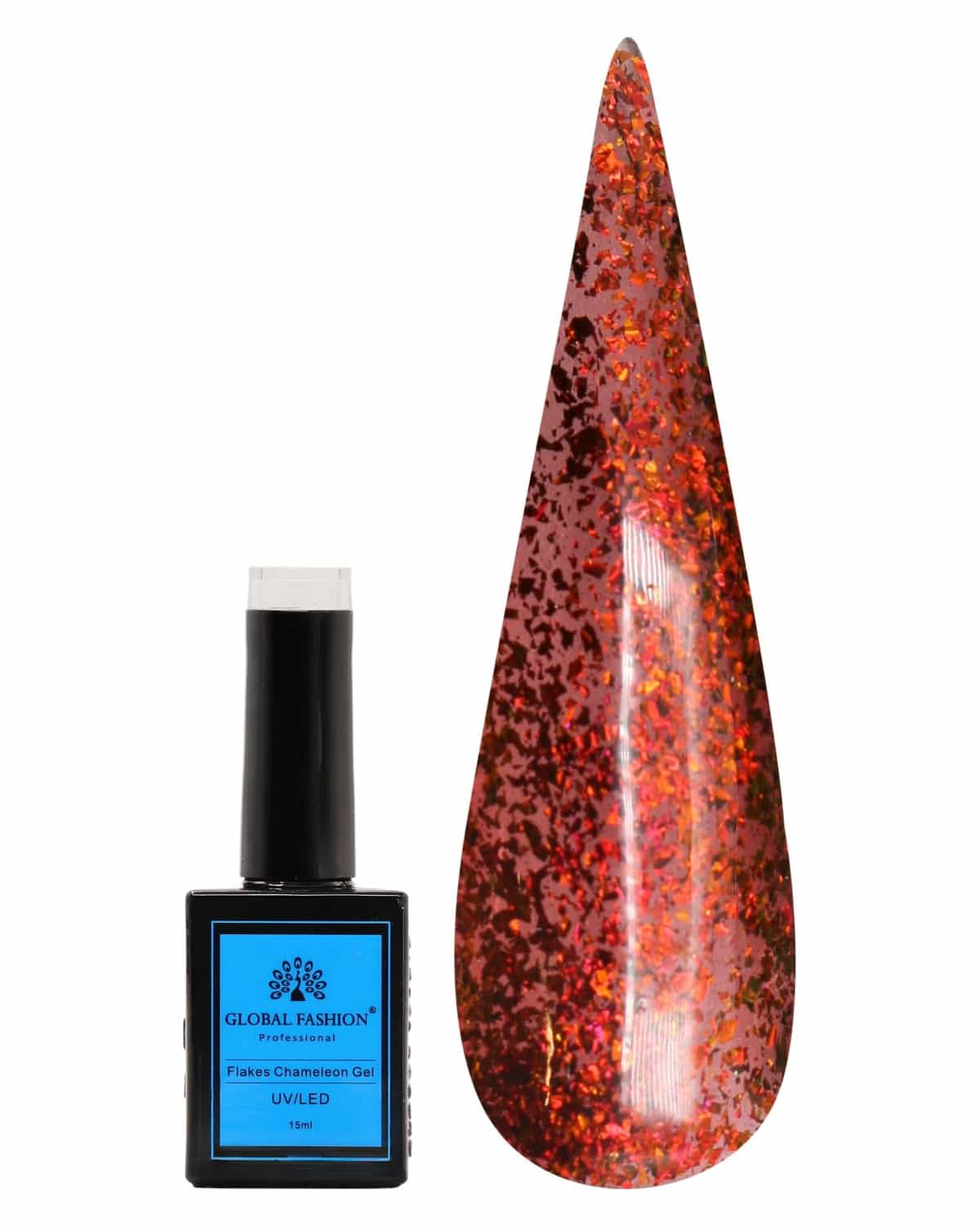 FLAKES Chameleon Gel Nail Polish 15ml by Global Fashion - Long-Lasting, Color Changing, Professional Nail Art, UV/LED Soak-Off Gel, Easy Application, Salon-Grade Manicure | (230, 1)