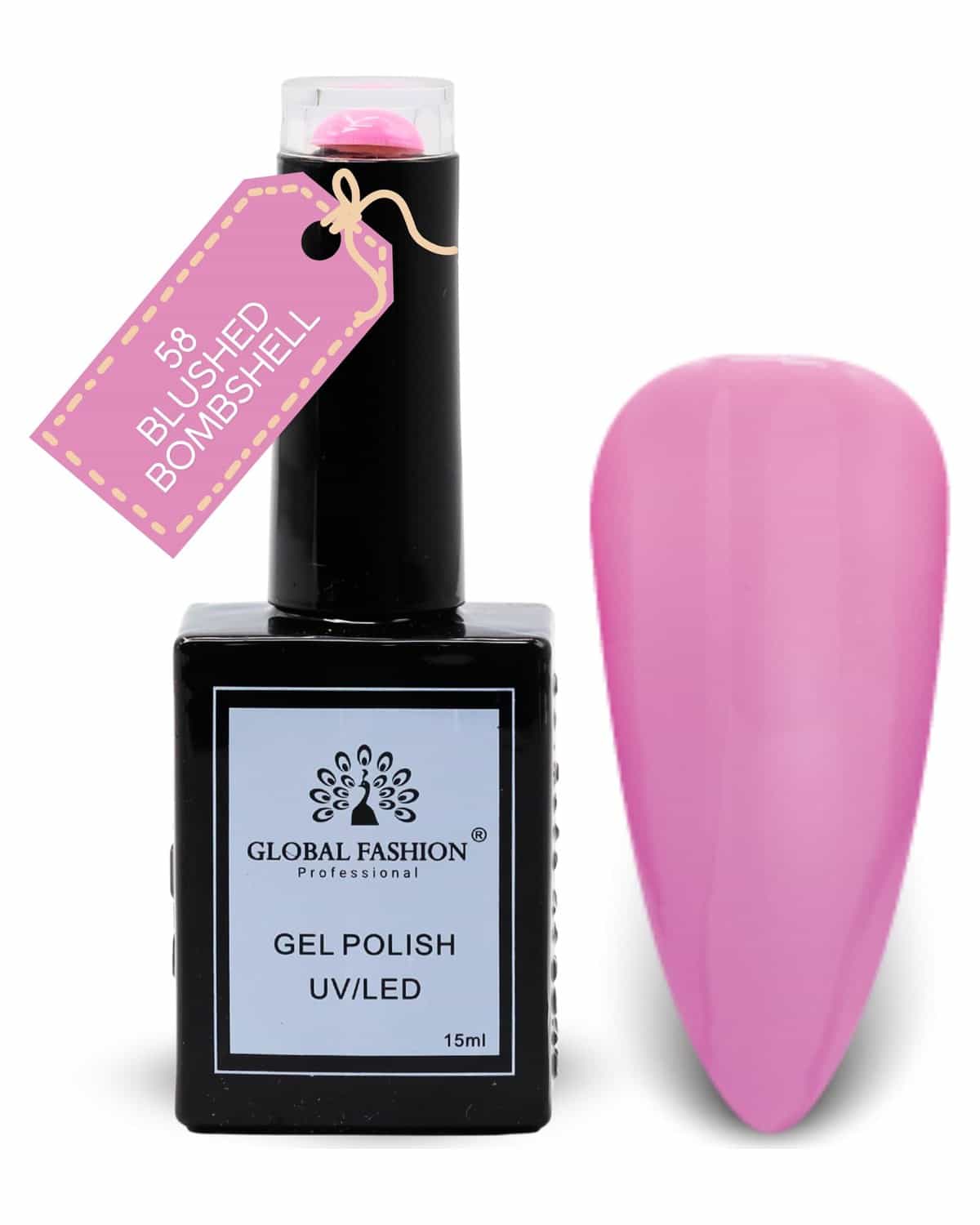 Global Fashion Pretty in Pink Collection Set (55–60) – 6 Long-Lasting, High-Gloss, Chip-Resistant Colors for Teens & Professionals – UV/LED Soak-Off Nail Kit (58-Blushed Bombshell)