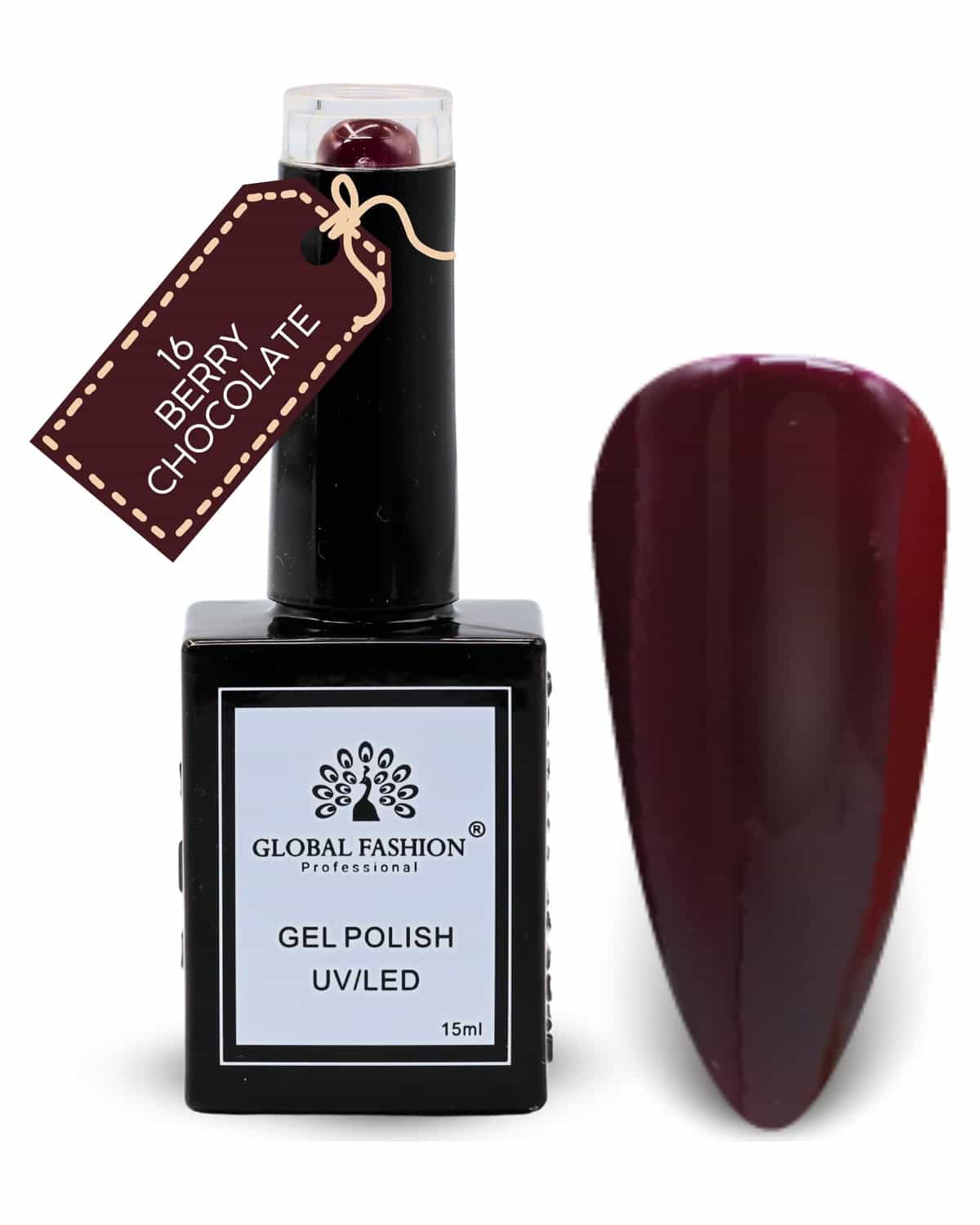 Coral Crush Collection UV LED Gel Nail Polish – Soak-Off Long-Lasting Glossy Finish, Salon-Quality Nail Art & Manicure Gelby – (16-Berry Chocolate-1p, 15ml)