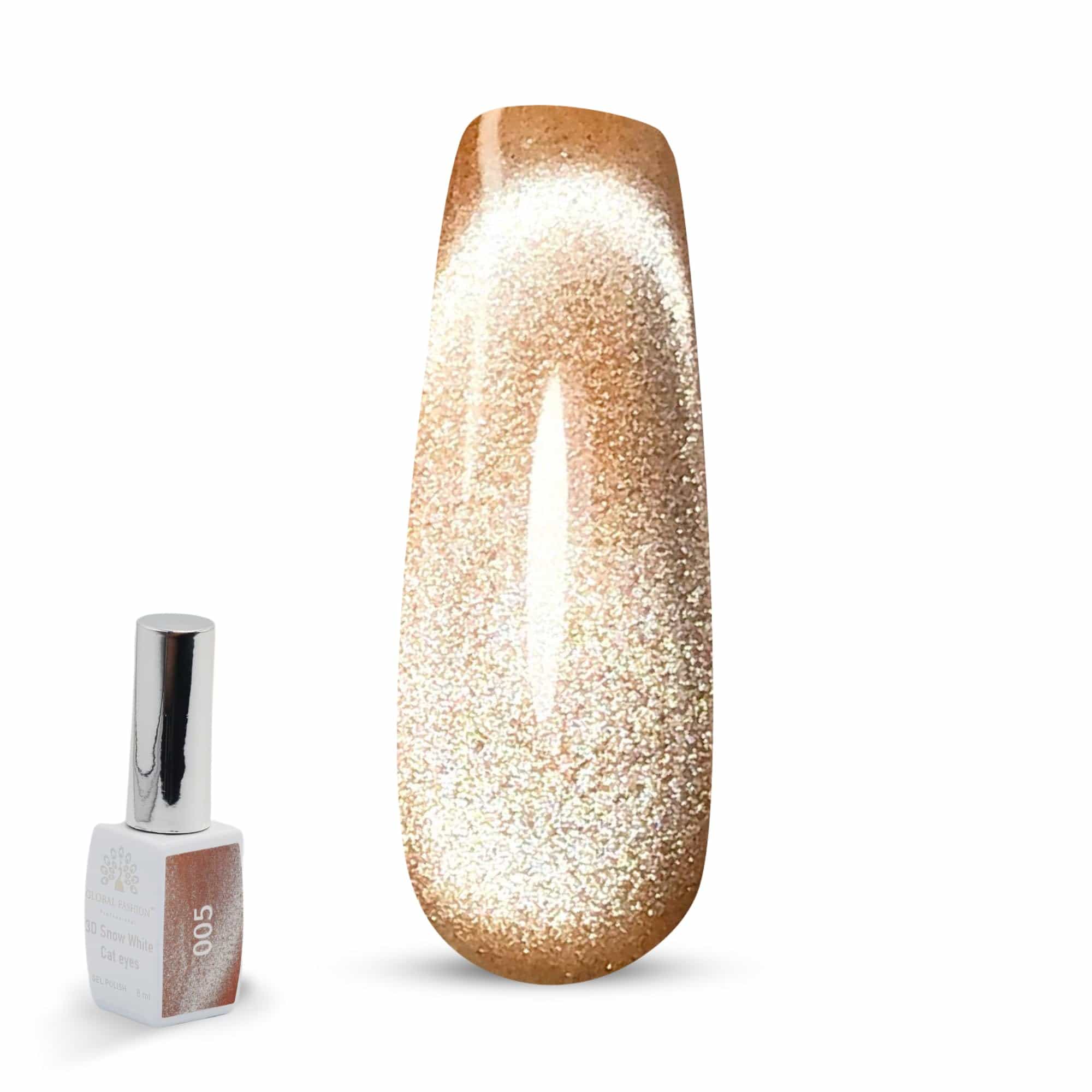 3D Snow White Cat Eye Gel Nail Polish 8ml – Long-Lasting Magnetic Gel, Holographic Shimmer, UV/LED Soak Off, Chip-Resistant, Vegan Cruelty-Free, DIY Nail Art, Salon Quality Manicur
