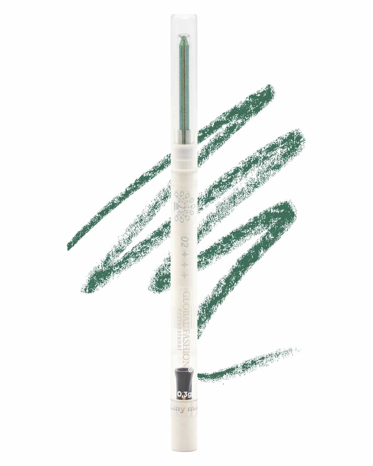 Waterproof Gel Eyeliner Pen 0.2 mm Precision Tip, Smudge-Proof & Long-Lasting 12 H Wear, Twist-Up Retractable Eye Liner Makeup Pencil, Ultra-Fine No-Tug Glide (Green)