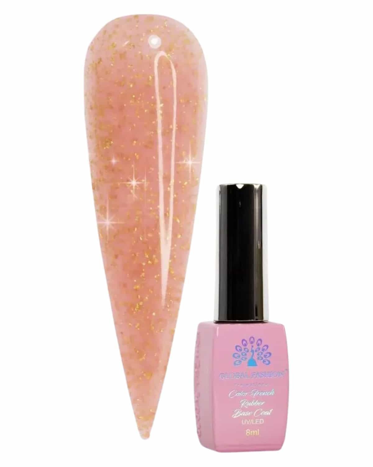 GLOBAL FASHION Professional Non-Toxic Flakes Base Coat for Women - Vegan, Cruelty-Free, Long-lasting, Strong, and Flexible - 8ml | (03)