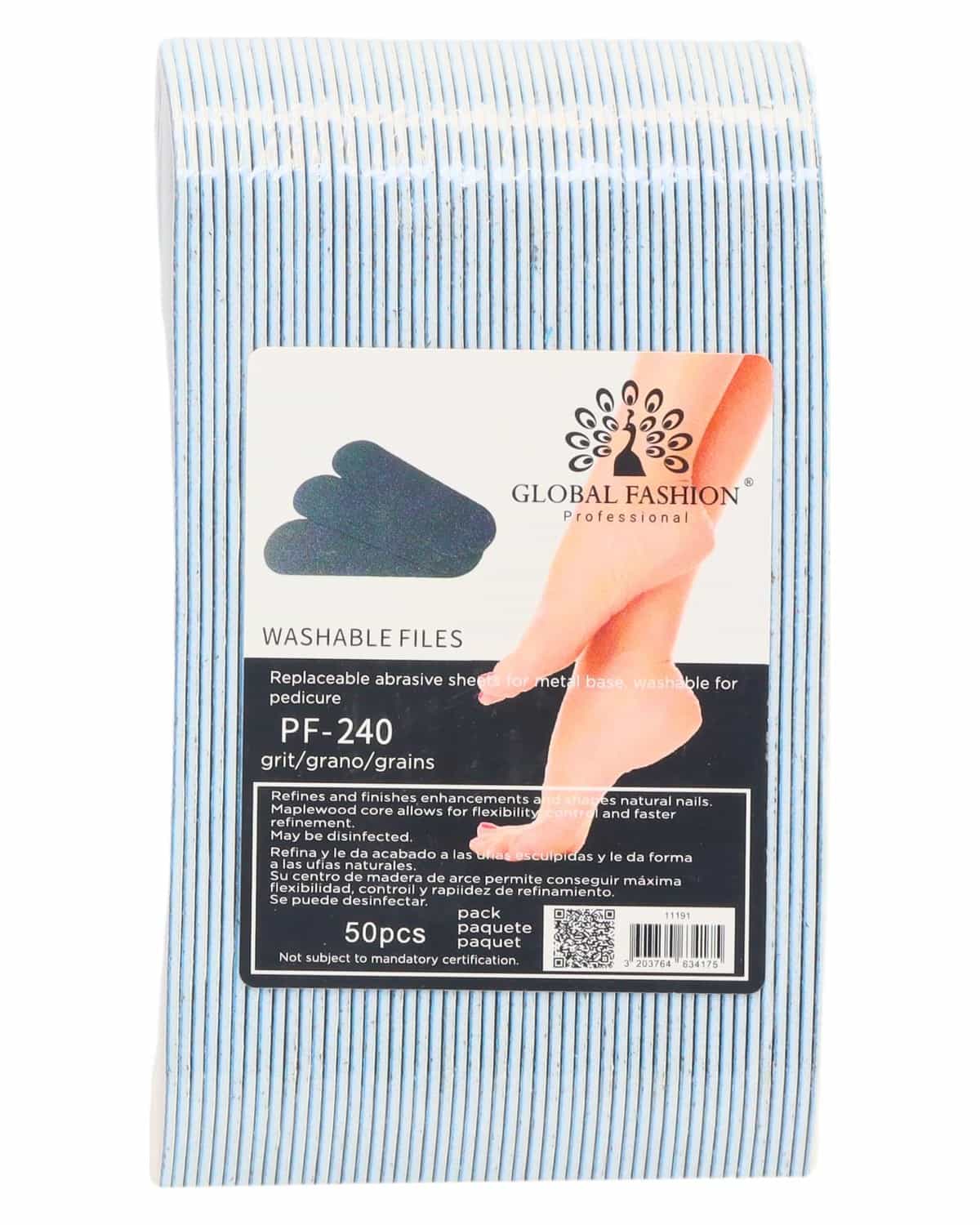 Foot File Replacement Pads - Pack of 50 Adhesive Abrasive Sheets for Pedicure Callus Remover, Water-Resistant, Strong Adhesion, Universal Fit Foot Razor Sandpaper - Home & Salon Foot Care (PF-240)