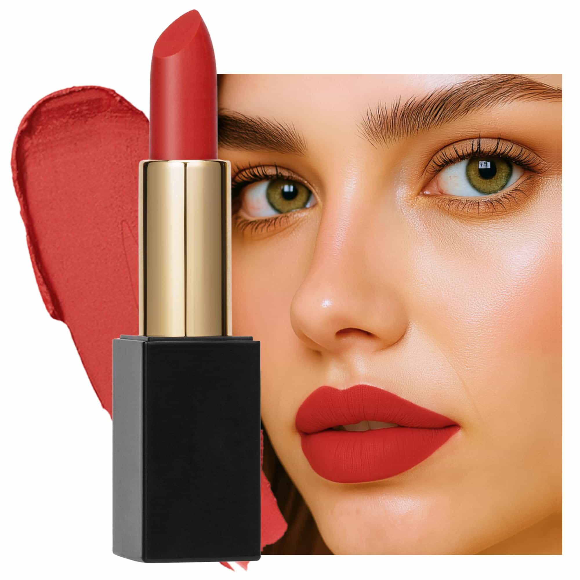 Global Fashion Lubrication Matte Lipstick - 24 Vibrant Shades, Long‑Lasting, Moisturizing Matte Finish Enriched with Vitamin E & Argan‑Oil, High‑Pigment Nude & Red Tones (106)