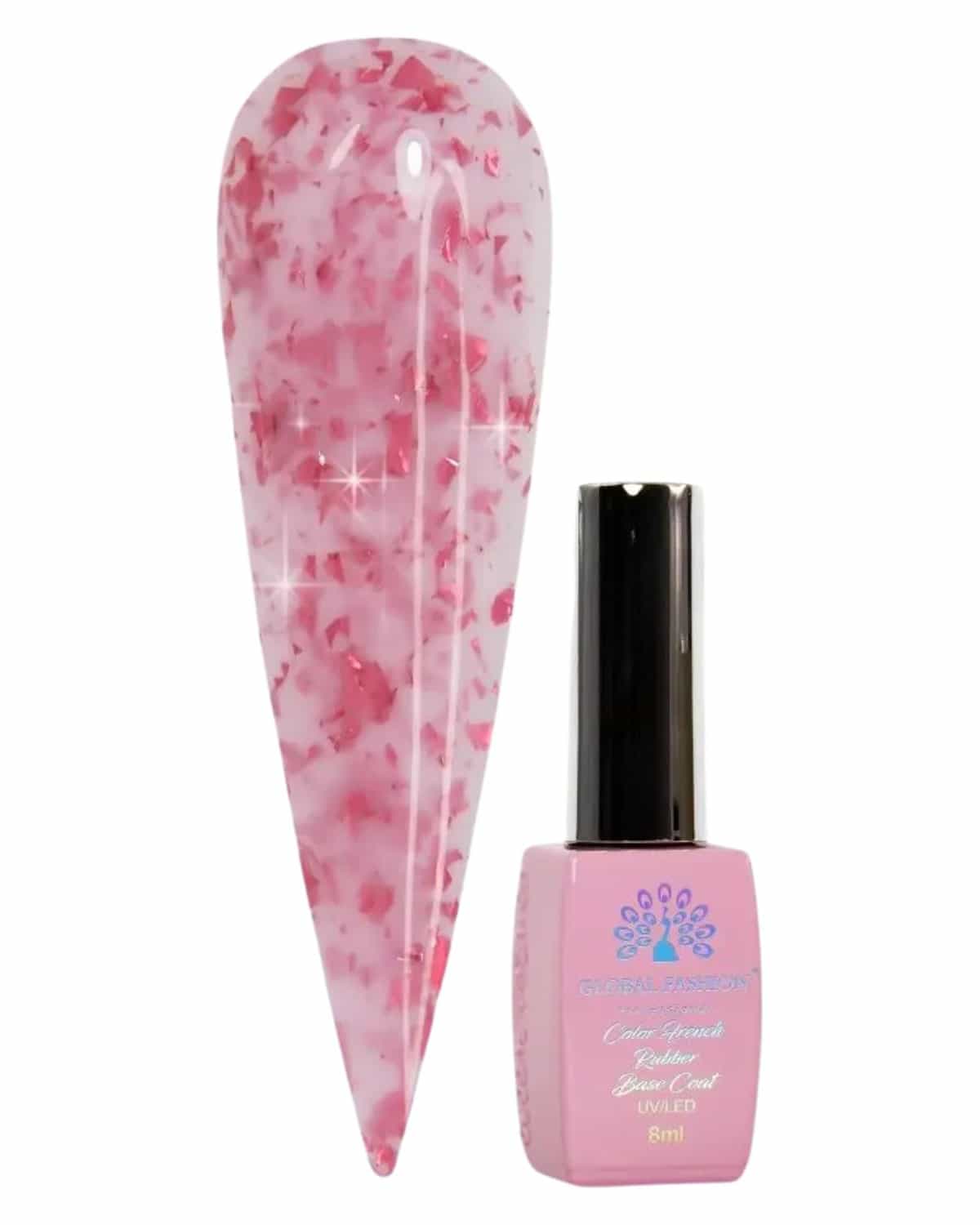 GLOBAL FASHION Professional Non-Toxic Flakes Base Coat for Women - Vegan, Cruelty-Free, Long-lasting, Strong, and Flexible - 8ml | (14)