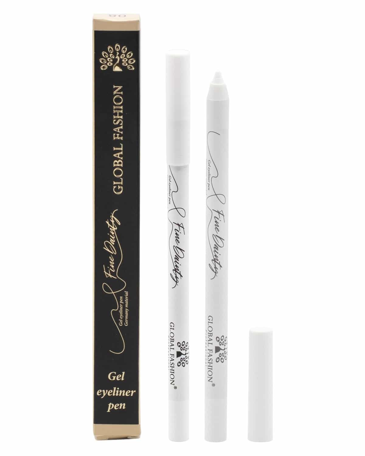 Waterproof Gel Eyeliner Pen, 0.2 mm Precision Twist-Up Tip, Smudge-Proof Kajal, Matte Finish, 12-Hour Wear, Vegan & Contact-Lens Safe, Sensitive Eyes (8 - White)