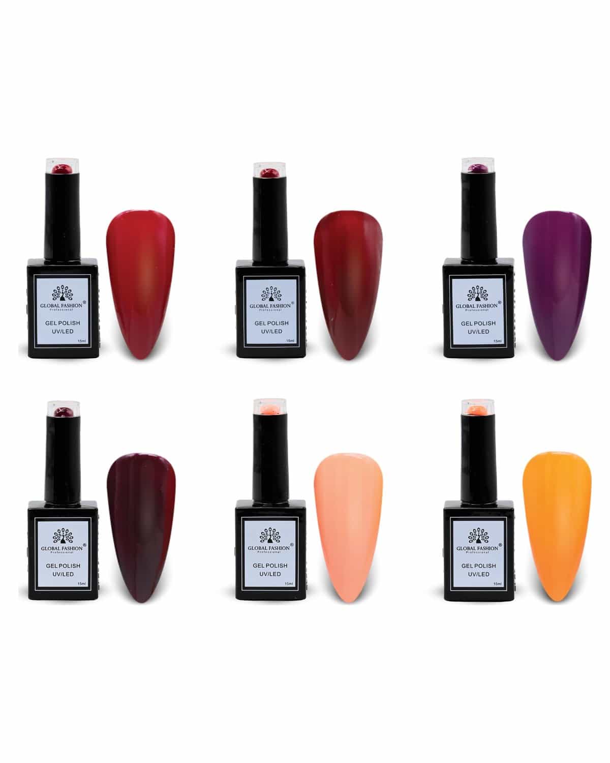 Coral Crush Gel Nail Polish Set – 6 UV LED Soak-Off Shades with Base & Top Coat, 15ml Long-Lasting Glossy Finish, Professional Nail Art Manicure Kit for Teen Girls, Gift, Home & Sa