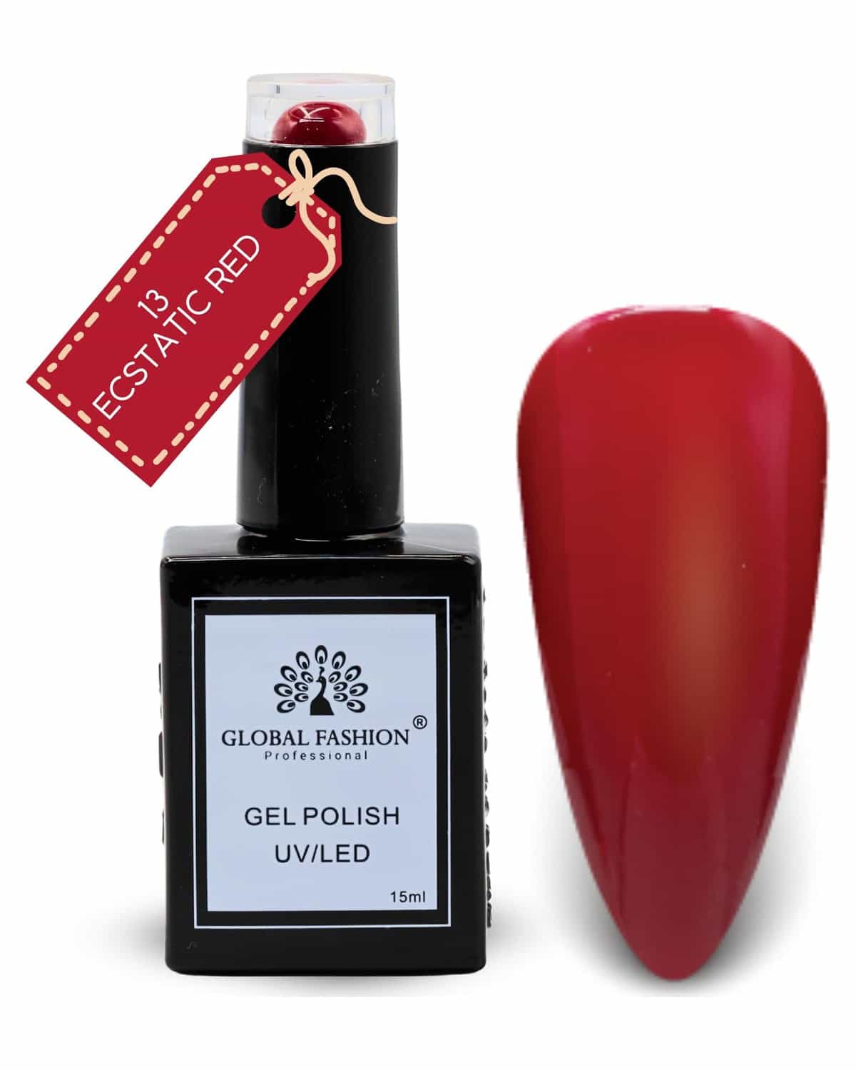 Coral Crush Collection UV LED Gel Nail Polish – Soak-Off Long-Lasting Glossy Finish, Salon-Quality Nail Art & Manicure Gelby – (13-Ecstatic Red-1p, 15ml)