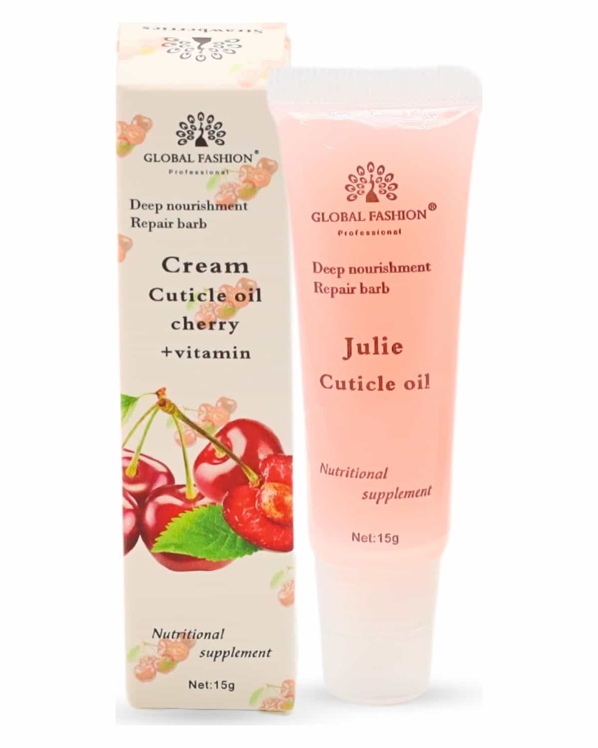 GLOBAL FASHION Professional Cream Cuticle Oil - Cherry Scent + Vitamins - Nourishing Nail & Cuticle Care (Cherry + Vitamin)