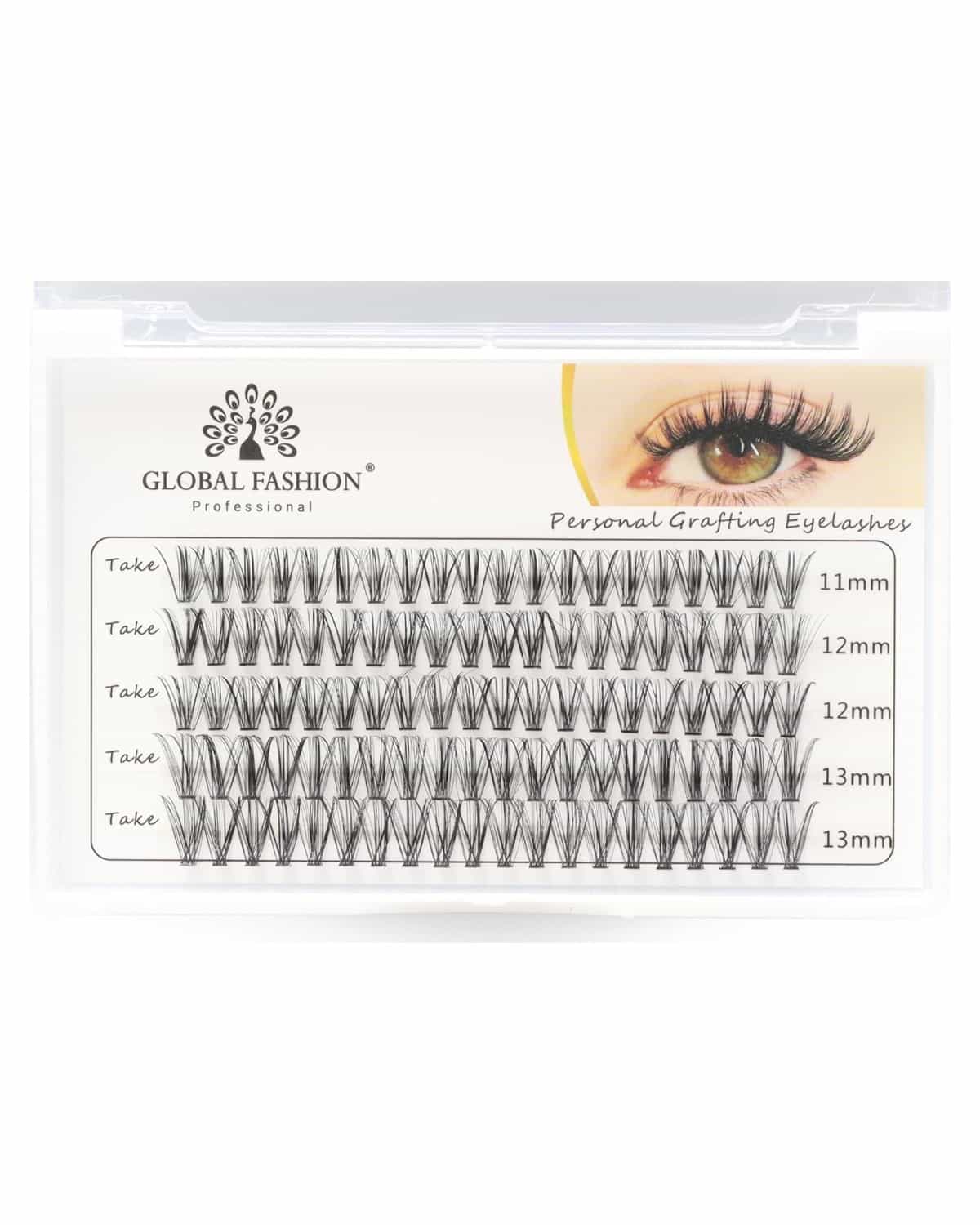 GLOBAL FASHION Professional Premade Lash Fans (11mm, 12mm, 13mm) | Multipack Natural Volume - Easy, Fluffy Lashes in Minutes! | (20D (100 Fans))