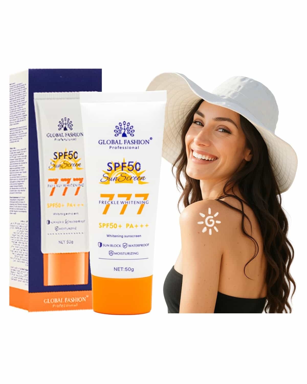 SPF 50/60/90 PA+++ Sunscreen for Face & Body – Lightweight, Non-Greasy Sunblock with Vitamin E, Broad Spectrum UVA/UVB Protection, Moisturizing & Whitening Care (50g, 50, Sun Prote)