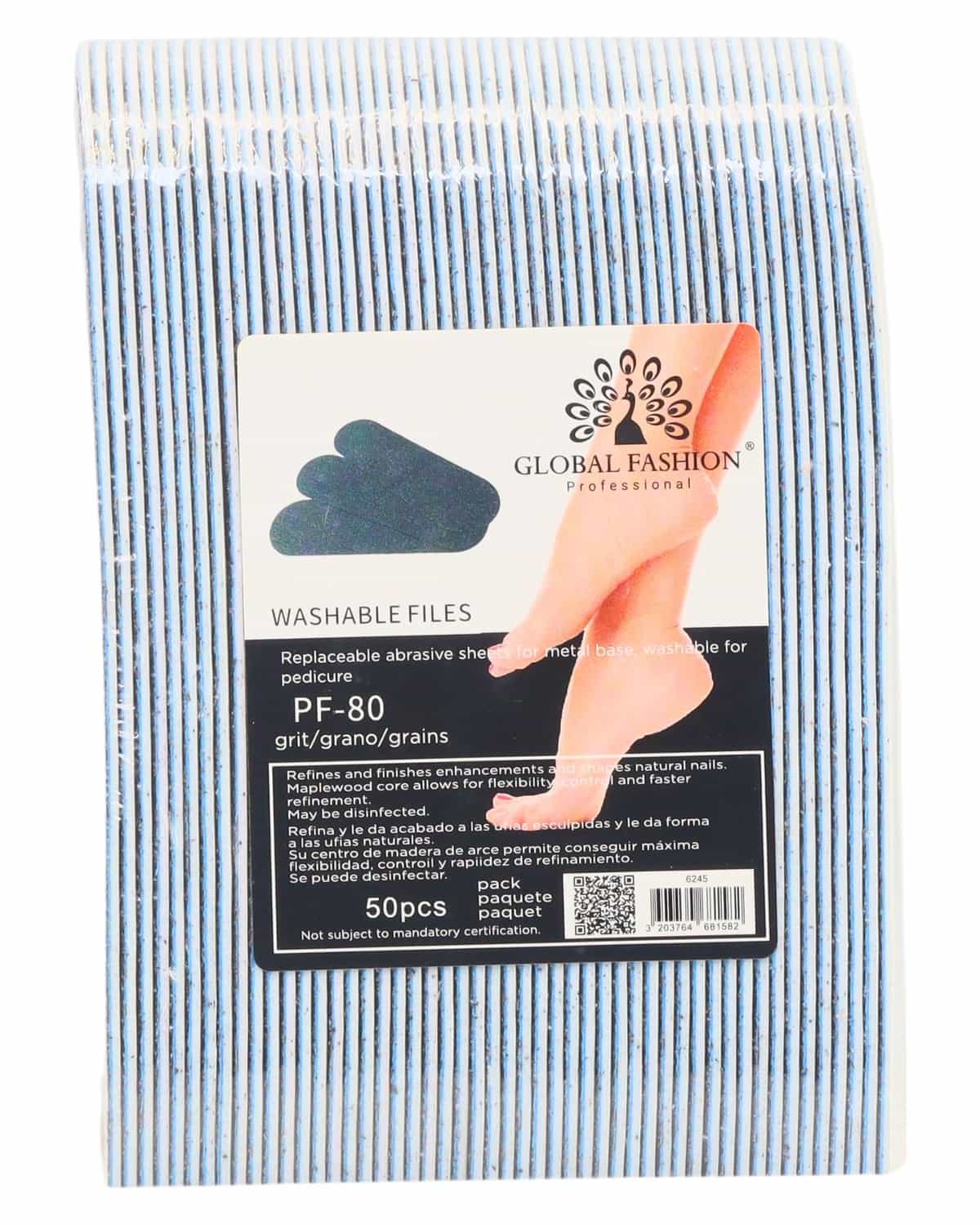 Foot File Replacement Pads - Pack of 50 Adhesive Abrasive Sheets for Pedicure Callus Remover, Water-Resistant, Strong Adhesion, Universal Fit Foot Razor Sandpaper - Home & Salon Foot Care (PF-80)