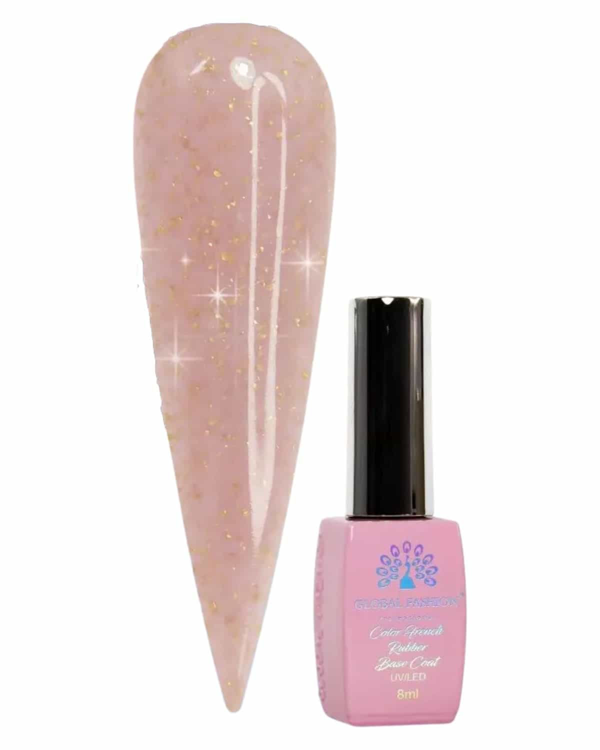 GLOBAL FASHION Professional Non-Toxic Flakes Base Coat for Women - Vegan, Cruelty-Free, Long-lasting, Strong, and Flexible - 8ml | (04)