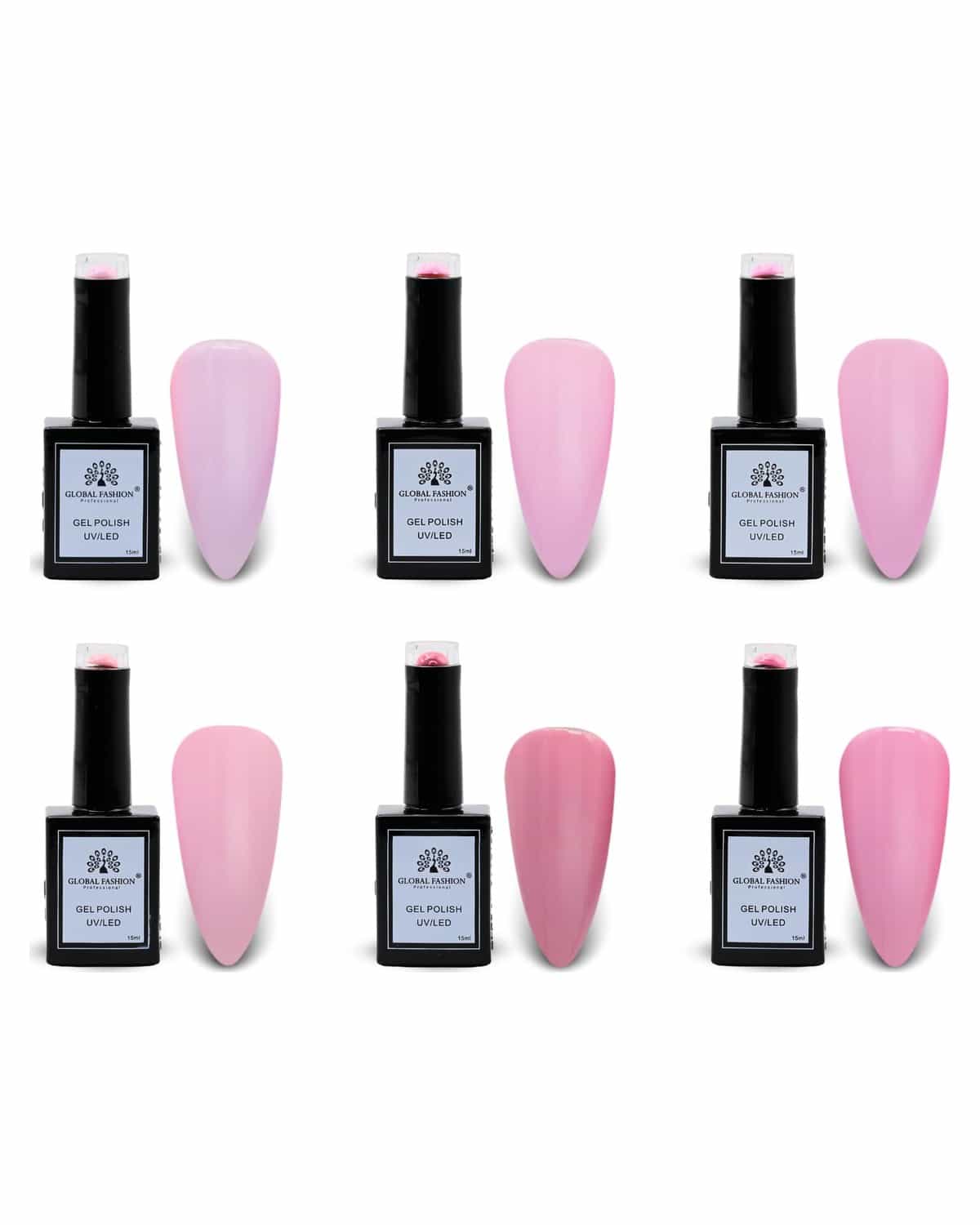 Global Fashion Blush Garden Collection Set (49–54) – 6 Long-Lasting, High-Gloss, Chip-Resistant Colors for Teens & Professionals – UV/LED Soak-Off Nail Kit (49–54 Blush Garden Coll)