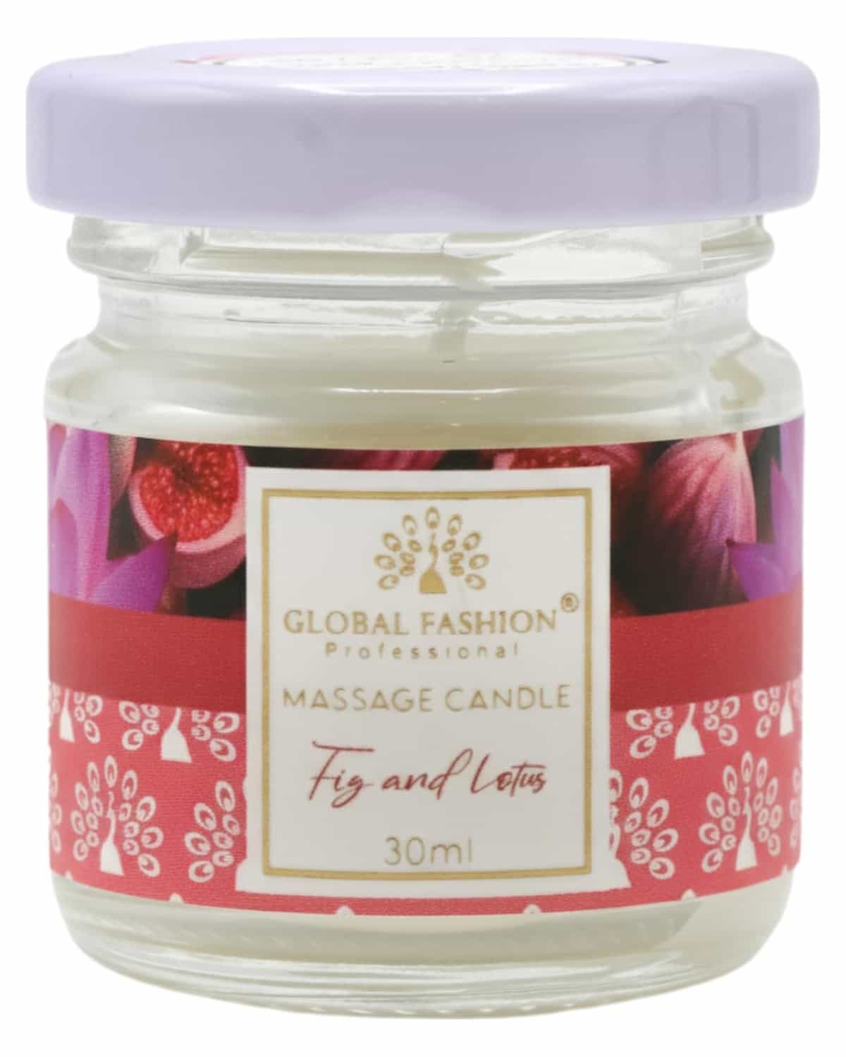 Global Fashion Massage Candle 30 ml - Luxury Body & Massage Oil Candle, Warm Skin-Oil Candle for Home Spa, Couples & Personal Use - Vegan Soy Wax, Home Scented Aromatherapy Gift-Ready (Fig & Lotus)