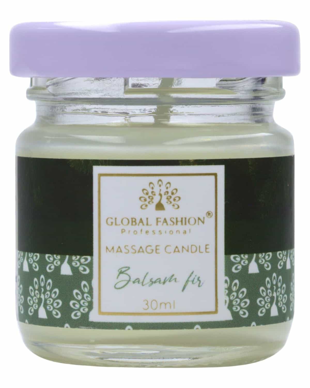 Global Fashion Massage Candle 30 ml - Luxury Body & Massage Oil Candle, Warm Skin-Oil Candle for Home Spa, Couples & Personal Use - Vegan Soy Wax, Home Scented Aromatherapy Gift-Ready (Balsam Fir)