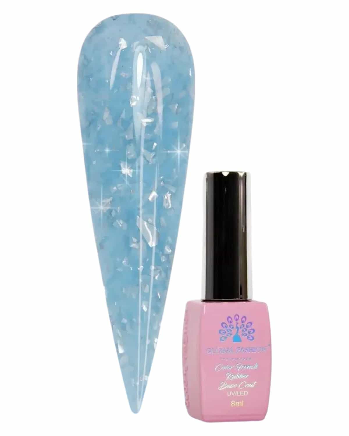 GLOBAL FASHION Professional Non-Toxic Flakes Base Coat for Women - Vegan, Cruelty-Free, Long-lasting, Strong, and Flexible - 8ml | (12)