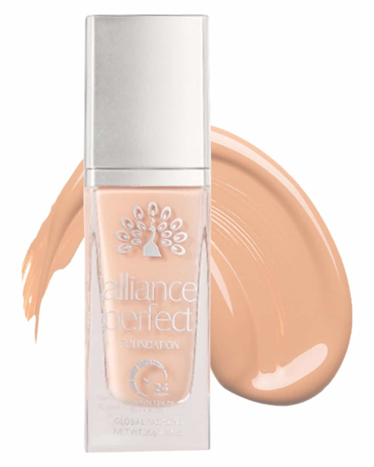 GLOBAL FASHION Alliance Perfect Liquid Foundation 8 Shades - 24H Long-Wear, Smart Tone-Adapting Full Coverage, Hydrating Vitamin E Complex, Transfer-Proof, Seamless Blend (L025 - C)