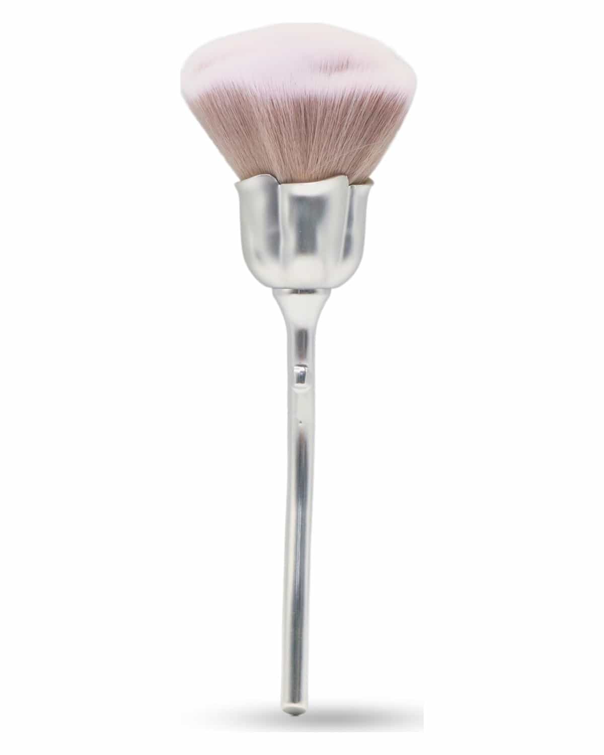 GLOBAL FASHION Professional Vegan & Cruelty-Free - Nail Art Powder Dust Removal Brush - Soft Bristles for Acrylic Powders, Glitters & Dips - Manicure Tool - Home & Salon Use | Silver Mude, Rose Brush