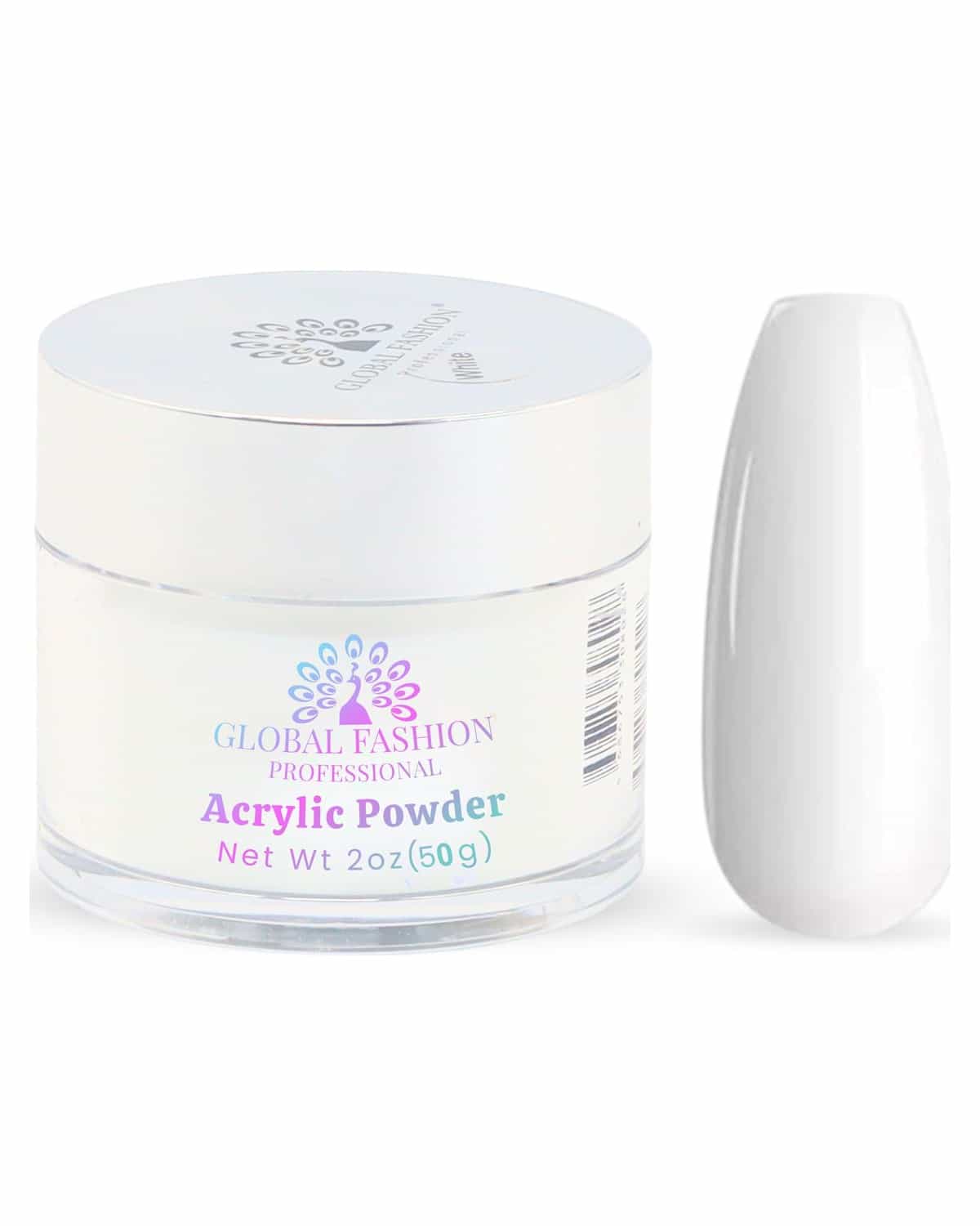 Acrylic Powder - Clear Finish, Strong Adhesion, Bubble-Free, Non-Yellowing, For Nail Extensions, Overlays, 3D & French Nails, Low-Odor, Fast-Setting, Professional Salon-Quality Formula (White, 50g)