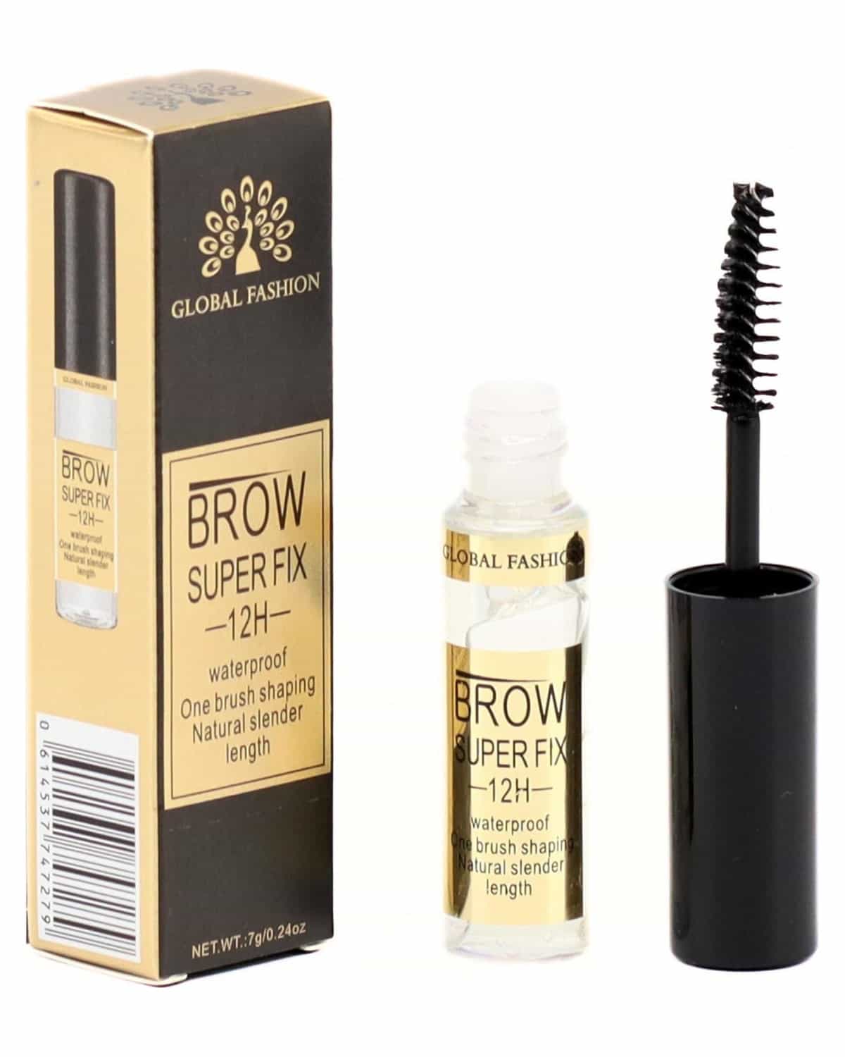 Global Fashion Brow Super Fix 12H – Waterproof Clear Eyebrow Gel with One-Brush Application, Invisible Brow Styling & Setting Gel, Smudge-Proof, No White Cast, Enriched with D-Panthenol, 7 g