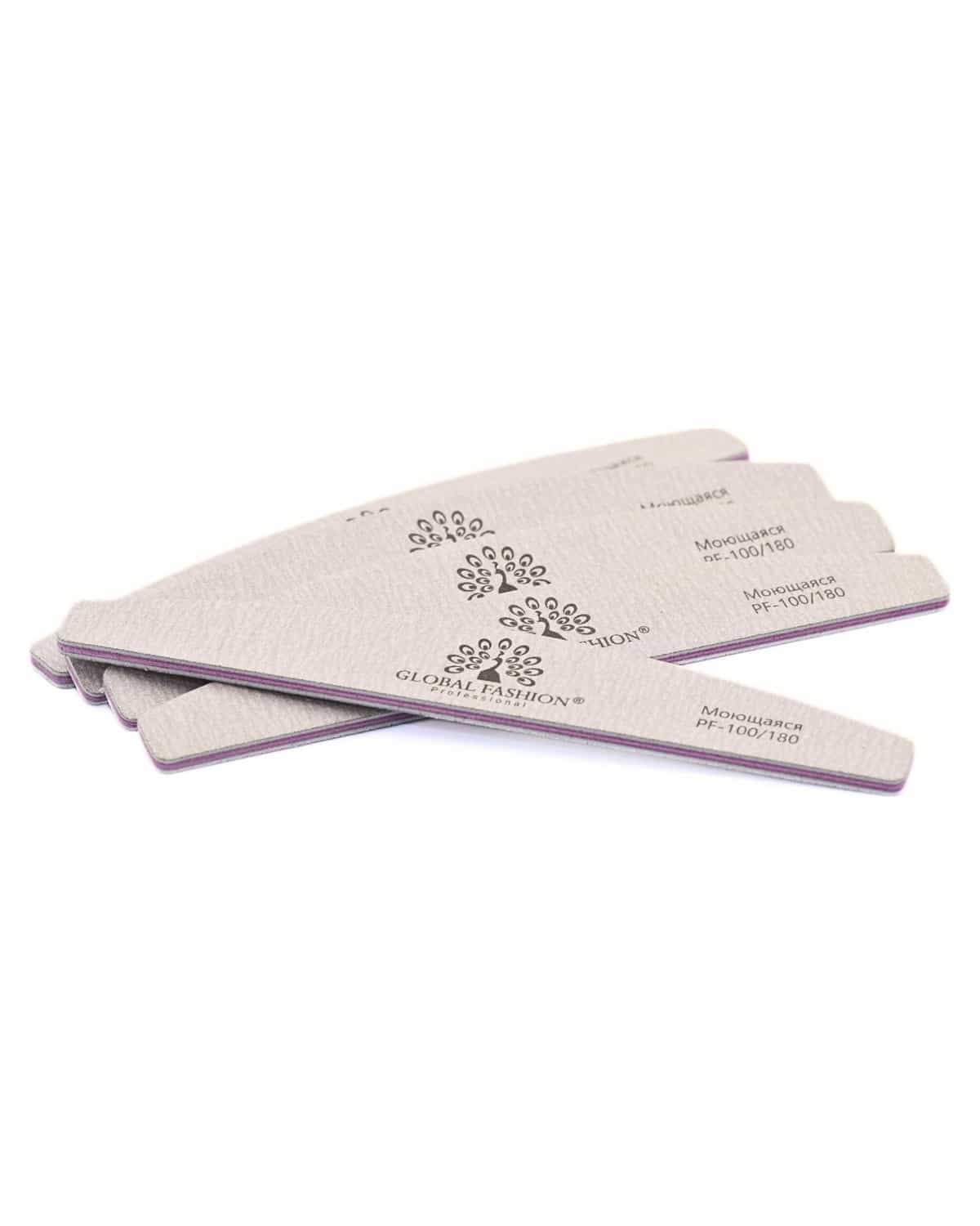 GLOBAL FASHION Professional Washable Nail File Set for Natural & Acrylic Nails: 24 Pieces | (100/180)