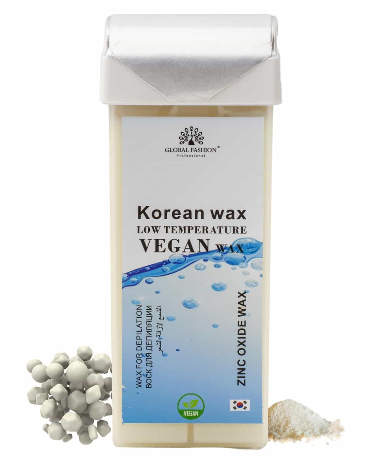 Global Fashion 100ml Roll-On Wax Cartridge – Korean Soothing Depilatory Wax Refill for Women Hair Removal, Long-Lasting, Smooth Glide for Legs, Arms & Body | 12 Scents (100ml, Zinc)