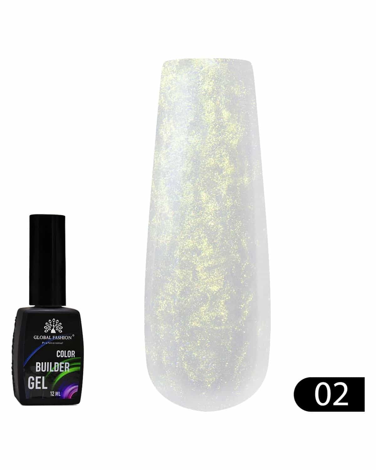 GLOBAL FASHION Professional Color Builder Gel 12ml - Long-Lasting, Chip-Resistant Manicure | (Color 02)