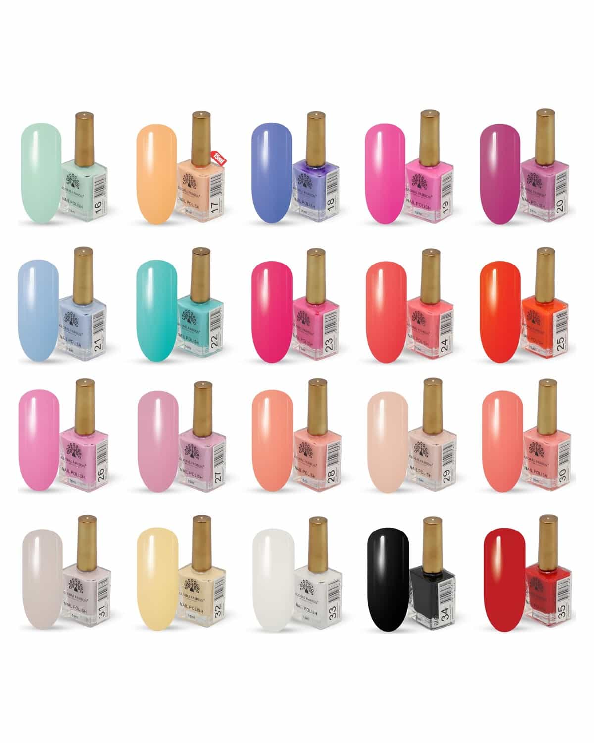 Nail Polish Set - 15ml - 20 Shades - Vibrant Delight