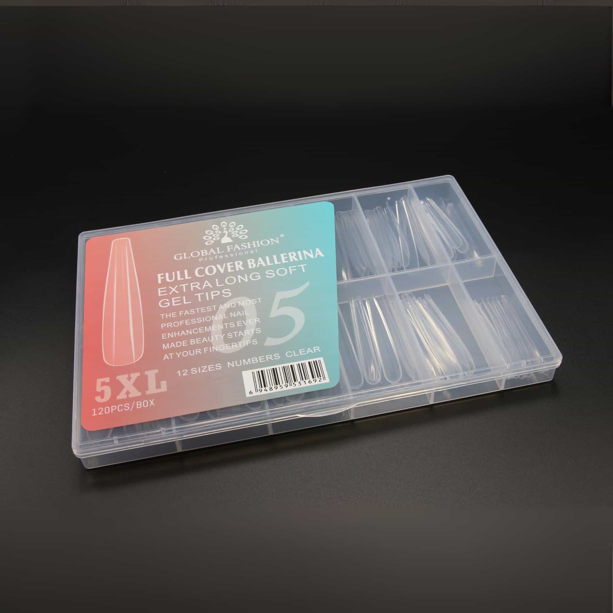 Extra Long Nail Extension Tips - 120 Pcs - Full Cover Ballerina Clear