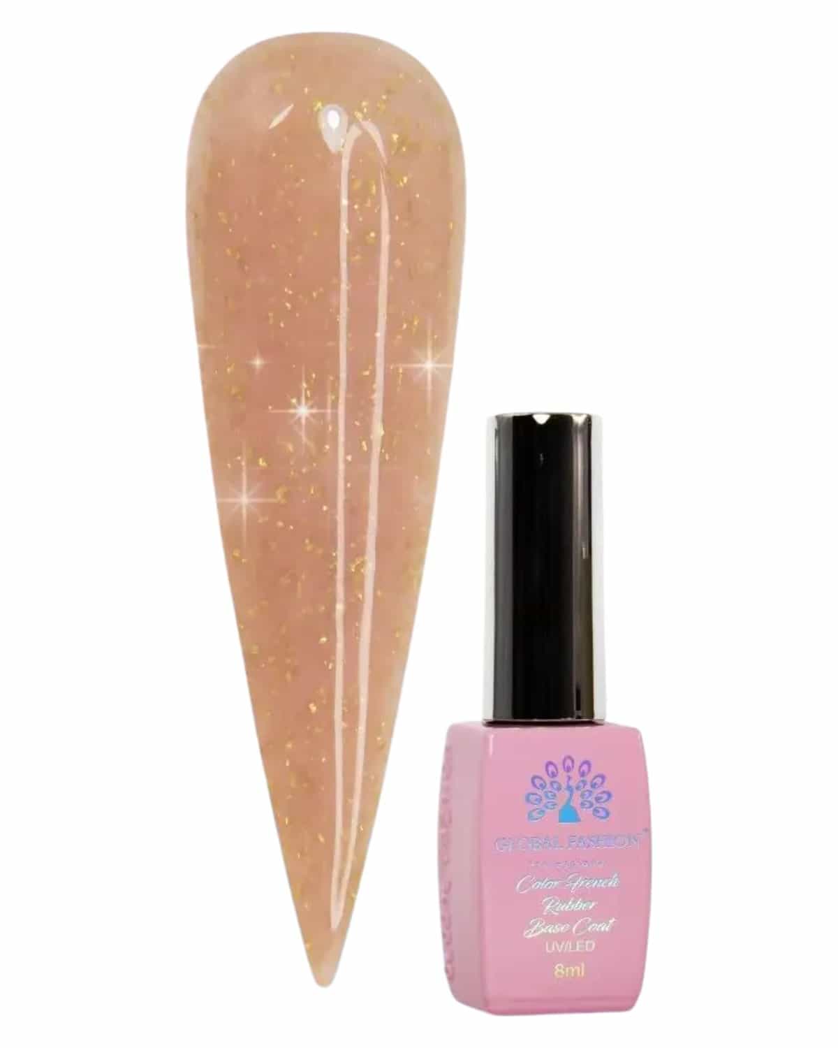 GLOBAL FASHION Professional Non-Toxic Flakes Base Coat for Women - Vegan, Cruelty-Free, Long-lasting, Strong, and Flexible - 8ml | (05)