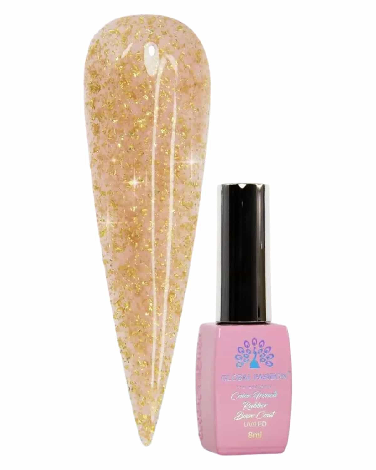 GLOBAL FASHION Professional Non-Toxic Flakes Base Coat for Women - Vegan, Cruelty-Free, Long-lasting, Strong, and Flexible - 8ml | (01)