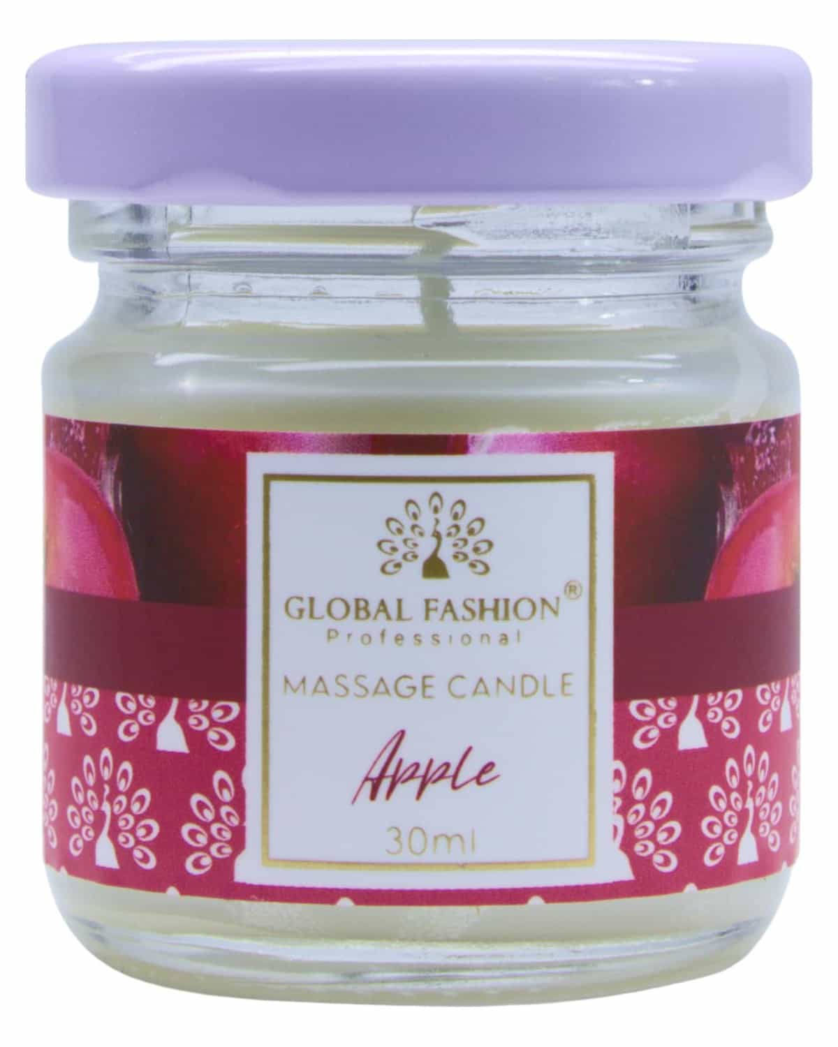Global Fashion Massage Candle 30 ml - Luxury Body & Massage Oil Candle, Warm Skin-Oil Candle for Home Spa, Couples & Personal Use - Vegan Soy Wax, Home Scented Aromatherapy Gift-Ready (Apple)