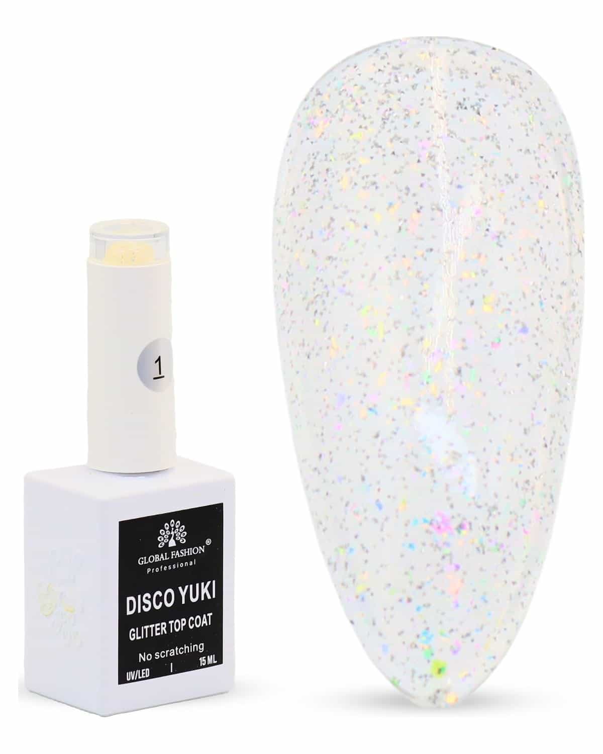 Disco Yuki Top Coat - 15ml - 01 Crystal Diamond Glow