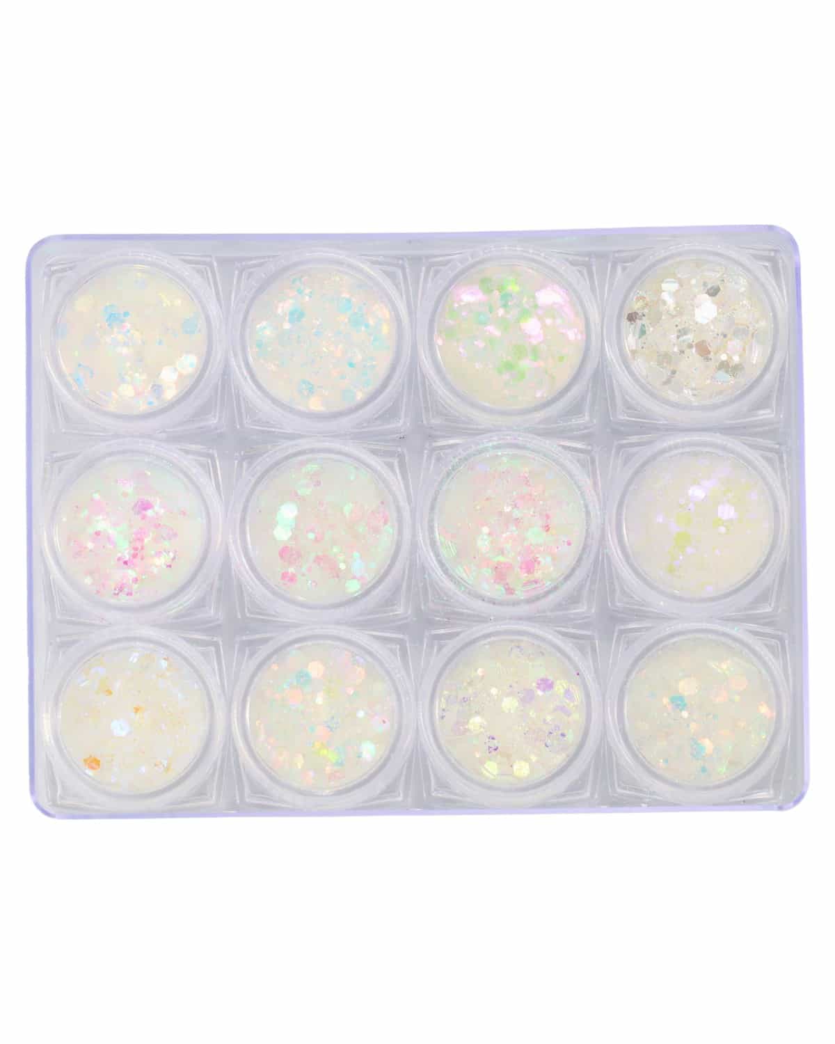 GLOBAL FASHION Professional Nail Glitter Art Decoration Powder for Design - 12 Colors of Holographic Nail Glitter, Sequins, and Flakes for Nail Art Designs | (GLITTER 3)