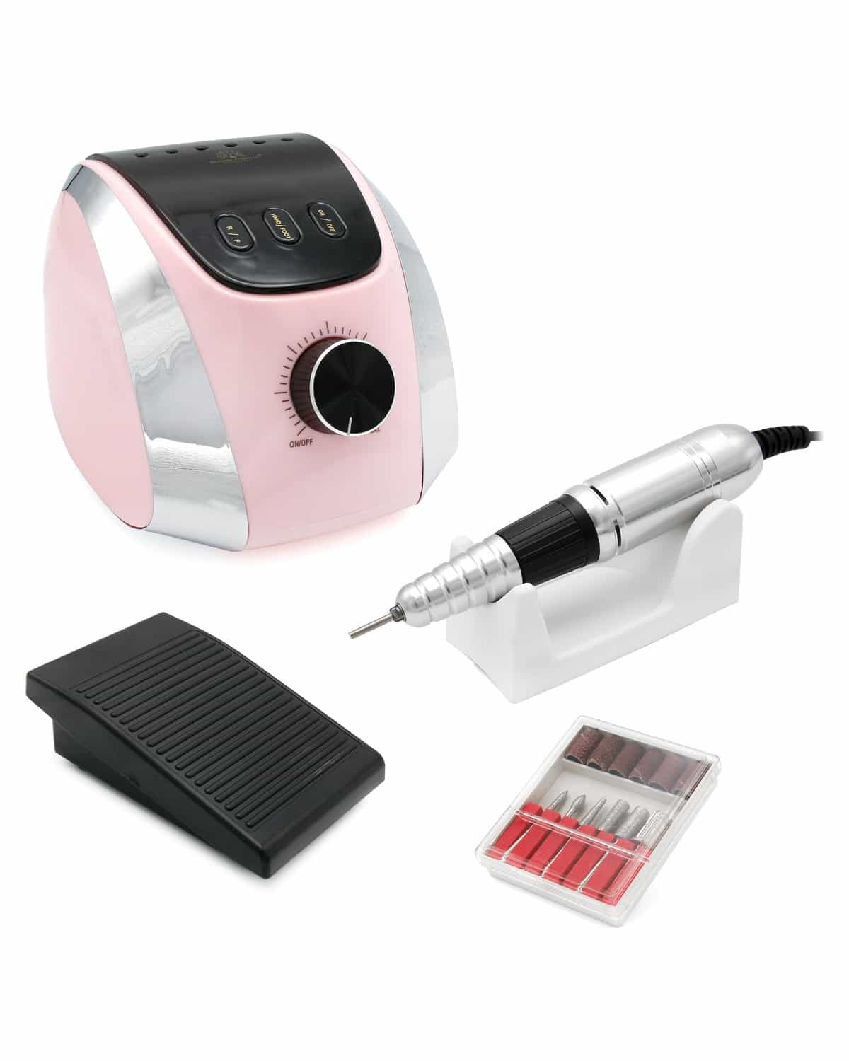 Electric Nail Drill Kit - 68W, 35,000 RPM, DIY Manicure & Pedicure, Acrylic & Gel Nails, High Speed, Low Noise, Lightweight, Forward/Reverse Rotation, For Home & Salon Use, M13 (Pink)