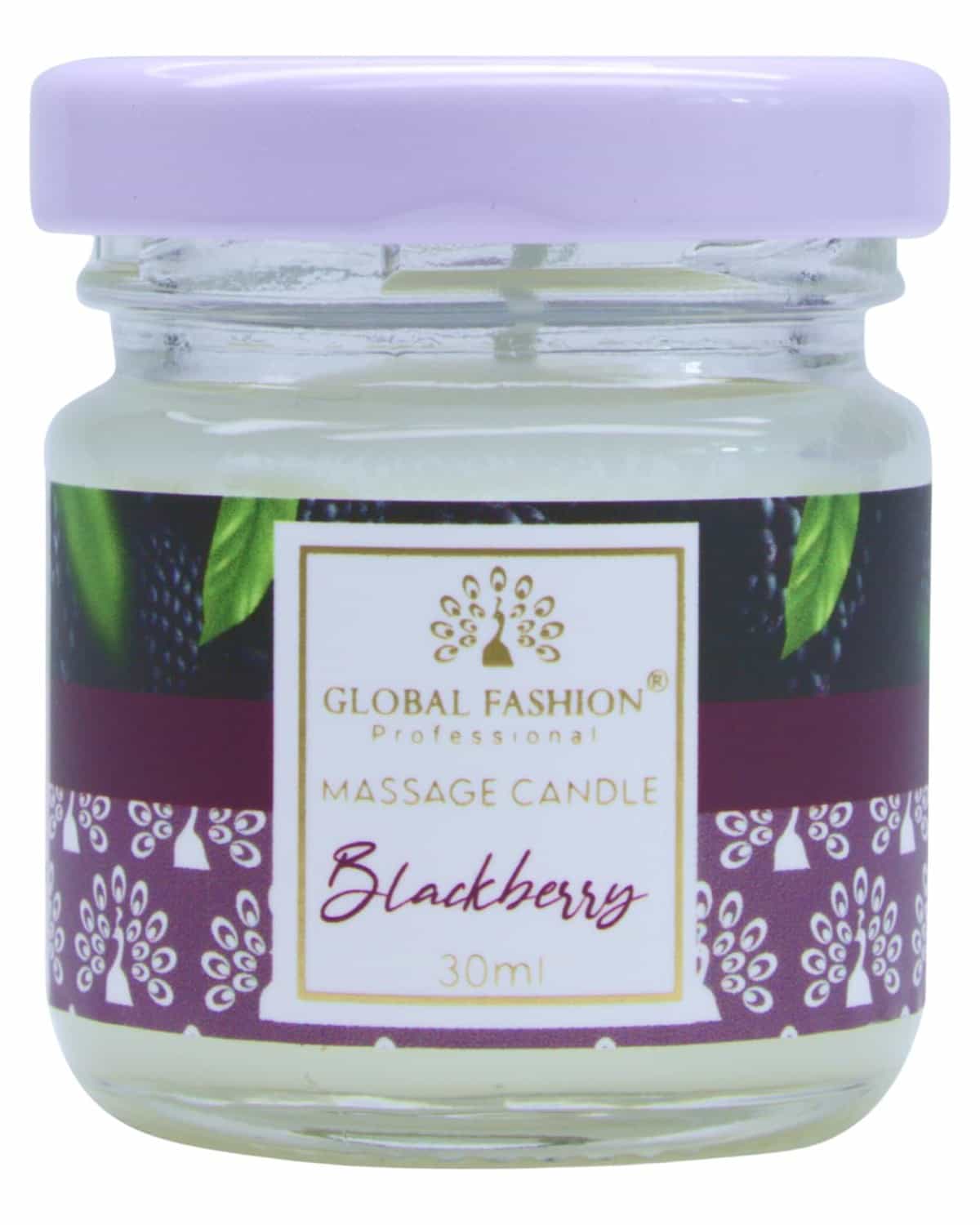 Global Fashion Massage Candle 30 ml - Luxury Body & Massage Oil Candle, Warm Skin-Oil Candle for Home Spa, Couples & Personal Use - Vegan Soy Wax, Home Scented Aromatherapy Gift-Ready (Blackberry)