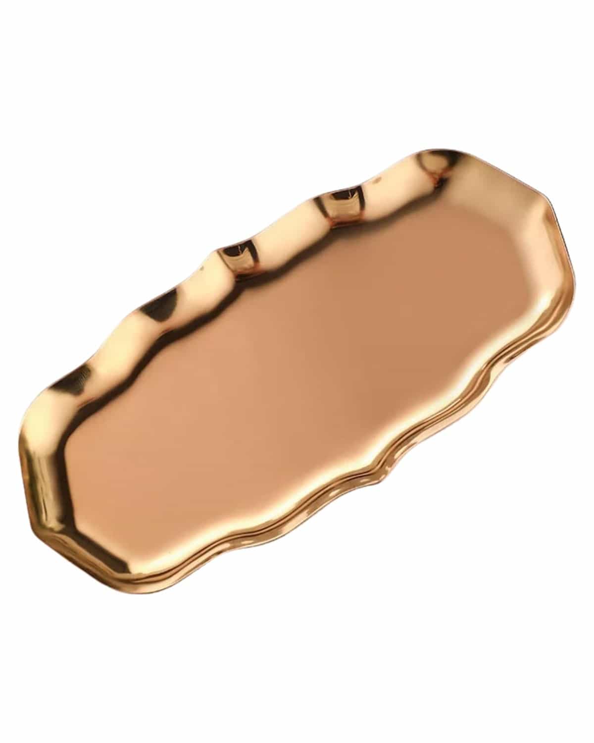 GLOBAL FASHION Professional Premium Metal Multi-Purpose Tray (1Pc) | Korean Style Desktop Organizer for Jewelry, Cosmetics, Candy, Cake, Home Decor | (Bronze Tray)