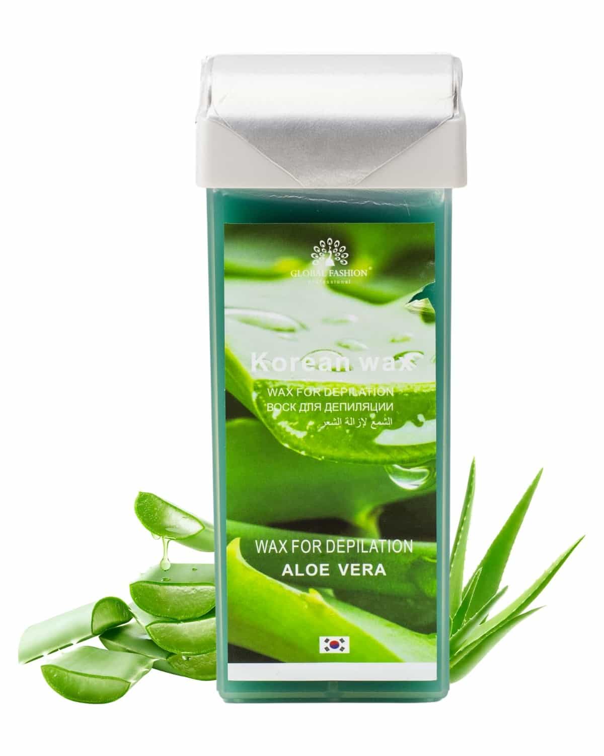 Global Fashion 100ml Roll-On Wax Cartridge – Korean Soothing Depilatory Wax Refill for Women Hair Removal, Long-Lasting, Smooth Glide for Legs, Arms & Body | 12 Scents (100ml, Aloe)