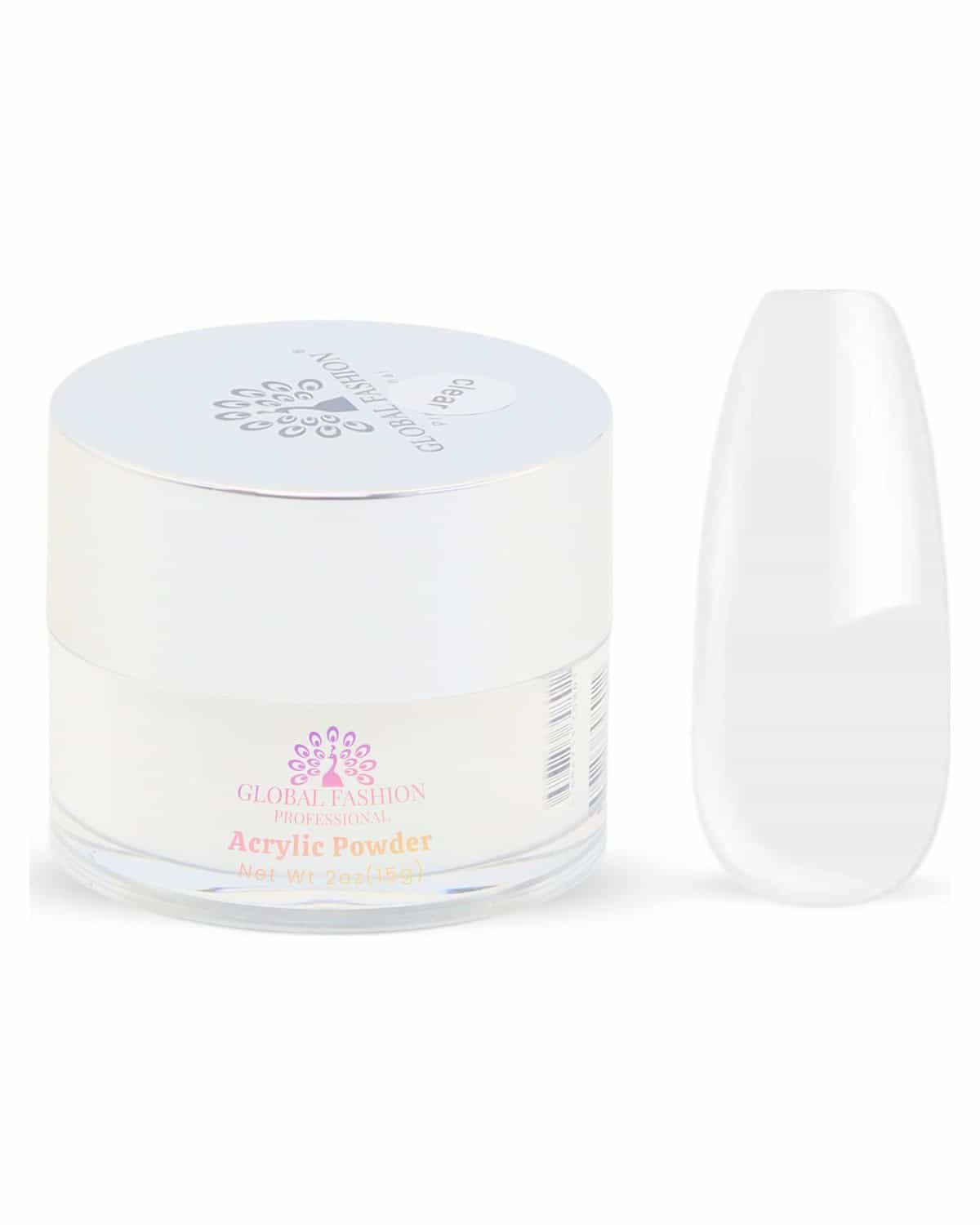 Acrylic Powder - Clear Finish, Strong Adhesion, Bubble-Free, Non-Yellowing, For Nail Extensions, Overlays, 3D & French Nails, Low-Odor, Fast-Setting, Professional Salon-Quality Formula (Clear, 15g)