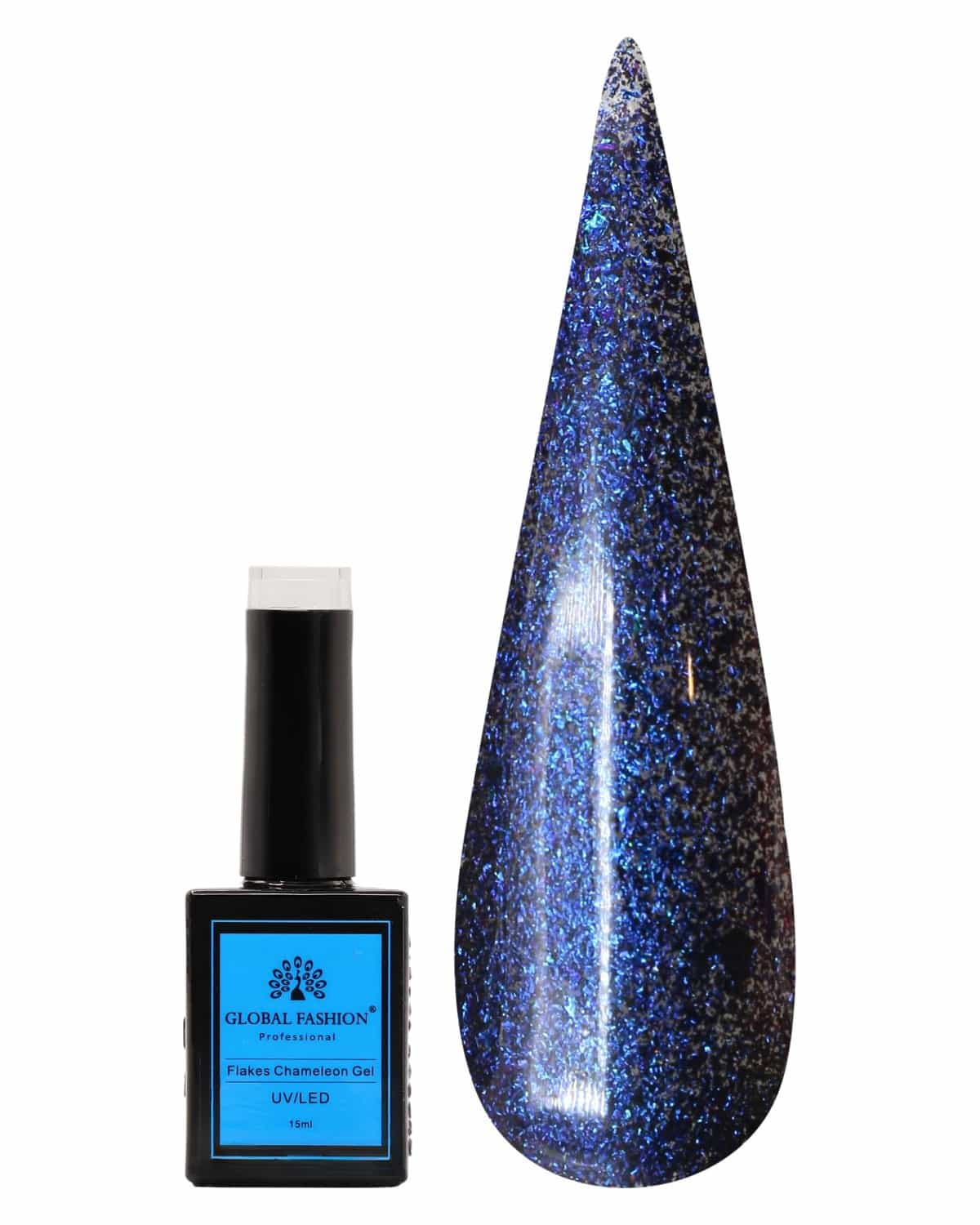 FLAKES Chameleon Gel Nail Polish 15ml by Global Fashion - Long-Lasting, Color Changing, Professional Nail Art, UV/LED Soak-Off Gel, Easy Application, Salon-Grade Manicure | (228, 1)