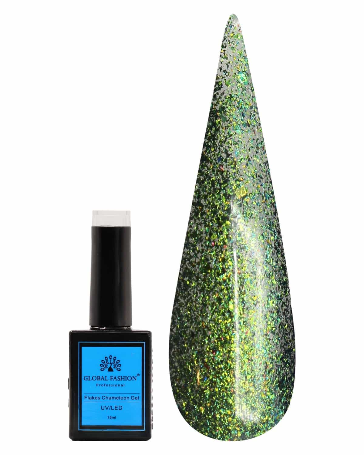 FLAKES Chameleon Gel Nail Polish 15ml by Global Fashion - Long-Lasting, Color Changing, Professional Nail Art, UV/LED Soak-Off Gel, Easy Application, Salon-Grade Manicure | (229, 1)