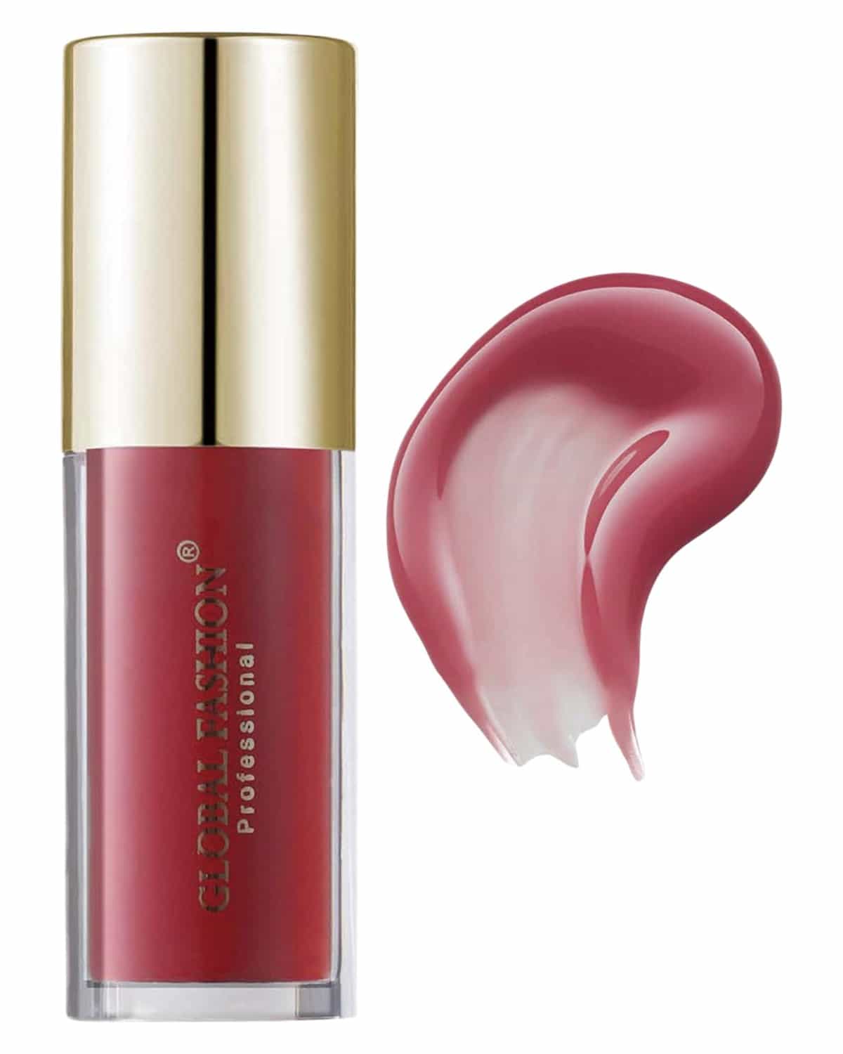 Global Fashion Bright Lustrous Lip Oil & Gloss - 8 Shades, Hydrating Non-Sticky Lip Gloss, Tinted Nourishing Care, High-Shine Glossy Finish with Flat Paddle Tip (105 - English Red)