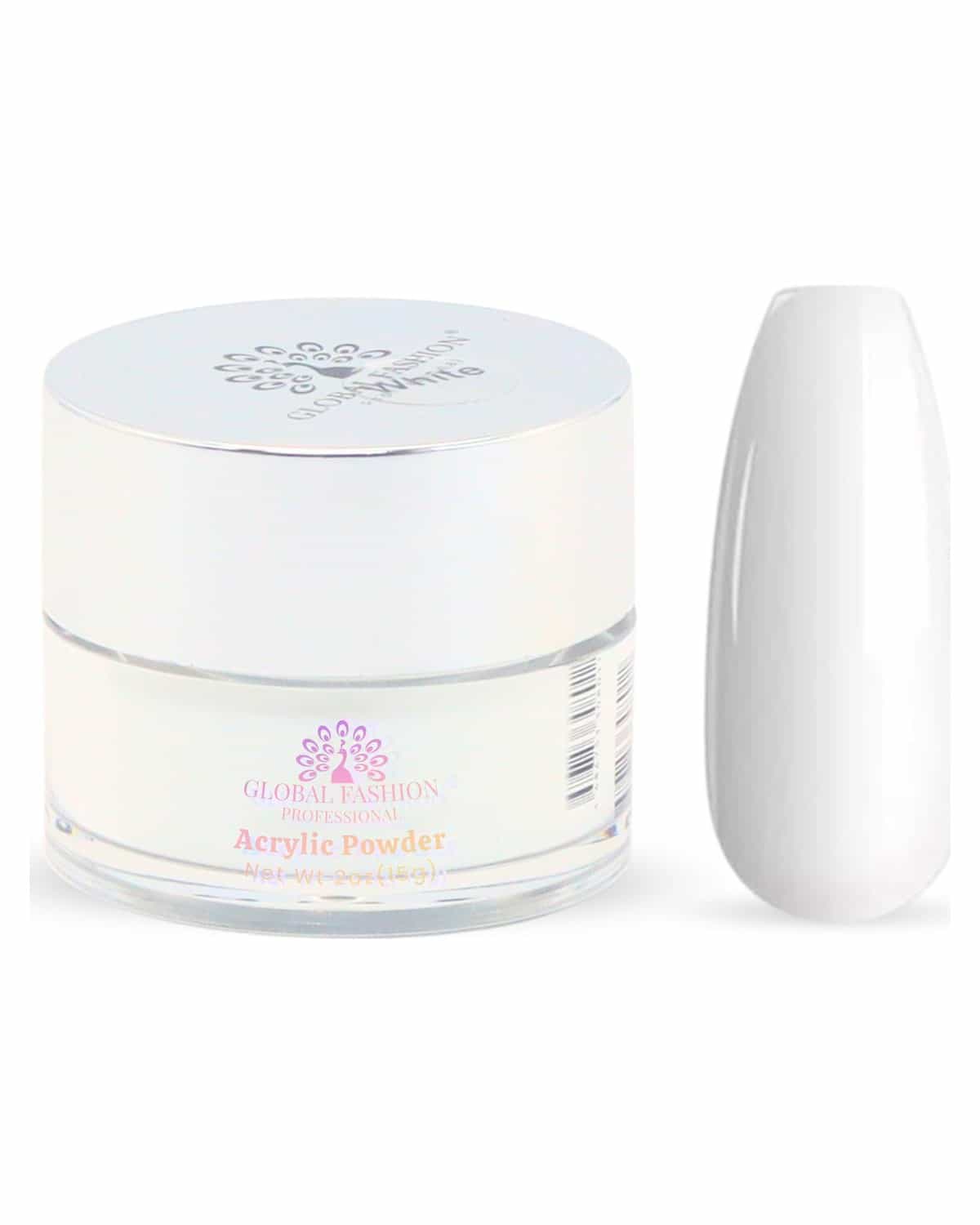 Acrylic Powder - Clear Finish, Strong Adhesion, Bubble-Free, Non-Yellowing, For Nail Extensions, Overlays, 3D & French Nails, Low-Odor, Fast-Setting, Professional Salon-Quality Formula (White, 15g)