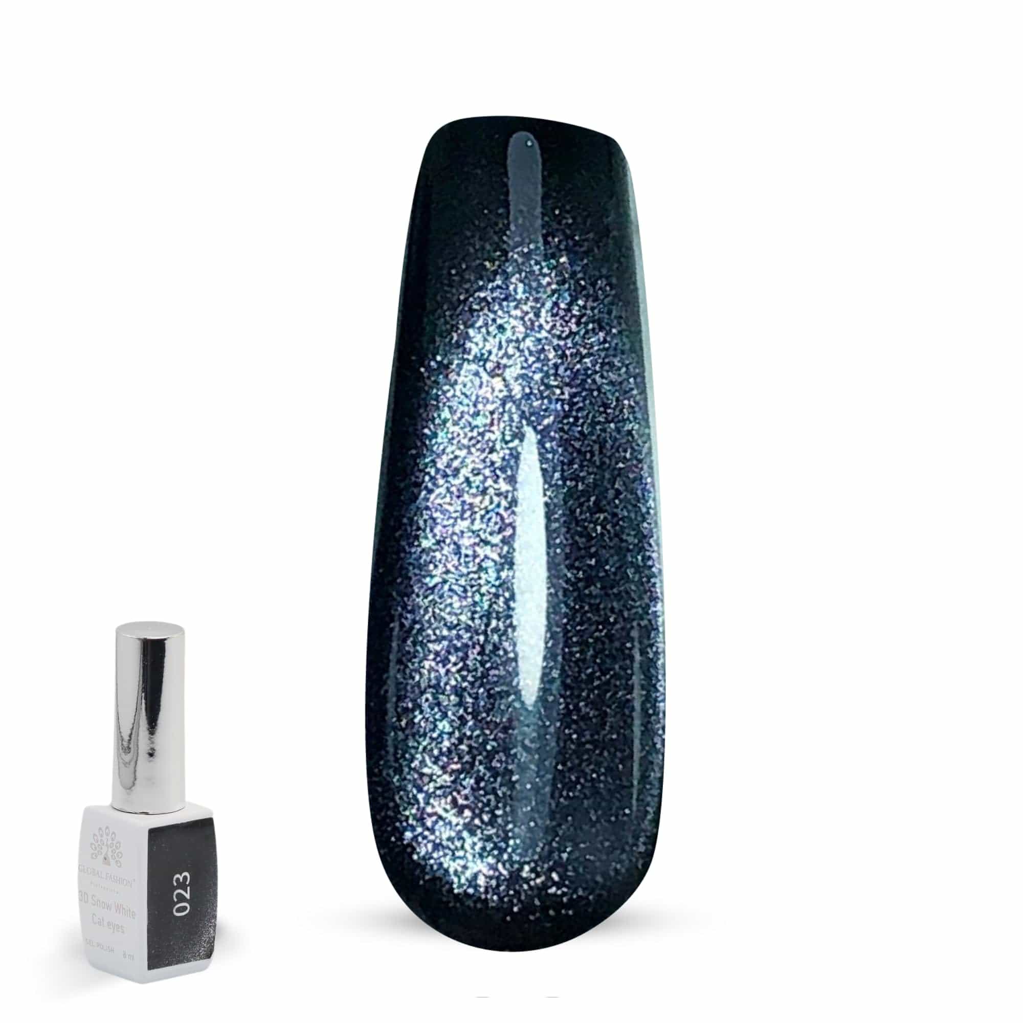 3D Snow White Cat Eye Gel Nail Polish 8ml – Long-Lasting Magnetic Gel, Holographic Shimmer, UV/LED Soak Off, Chip-Resistant, Vegan Cruelty-Free, DIY Nail Art, Salon Quality Manicur
