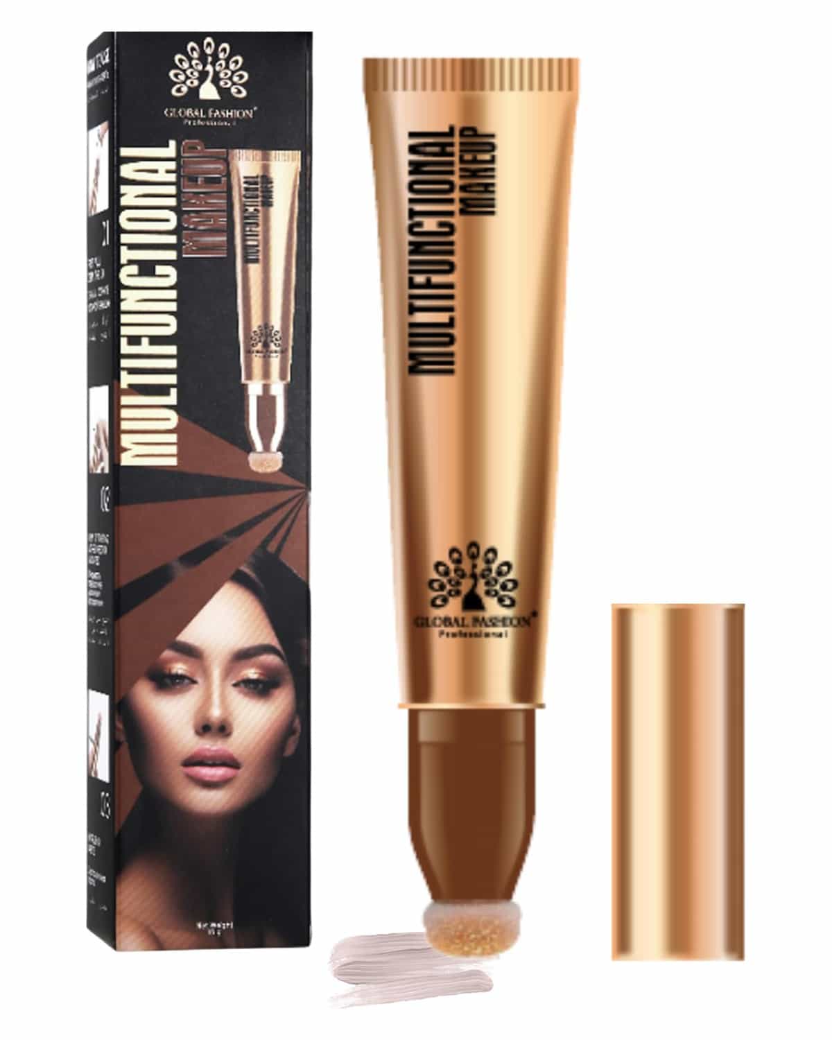 Global Fashion Makeup Stick – Contour, Blush & Highlighter Wand with Cushion Applicator, Infused with Hyaluronic Acid, Shea Butter & Glycerin - Long-Lasting, Vegan, Natural Finish (GM06 - Highlighter)