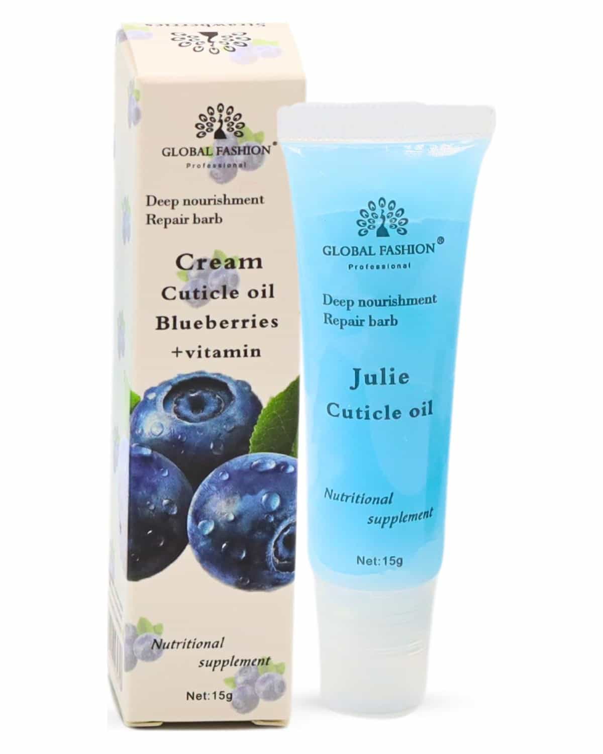 GLOBAL FASHION Professional Cream Cuticle Oil - Cherry Scent + Vitamins - Nourishing Nail & Cuticle Care (Blueberries + Vitamin)