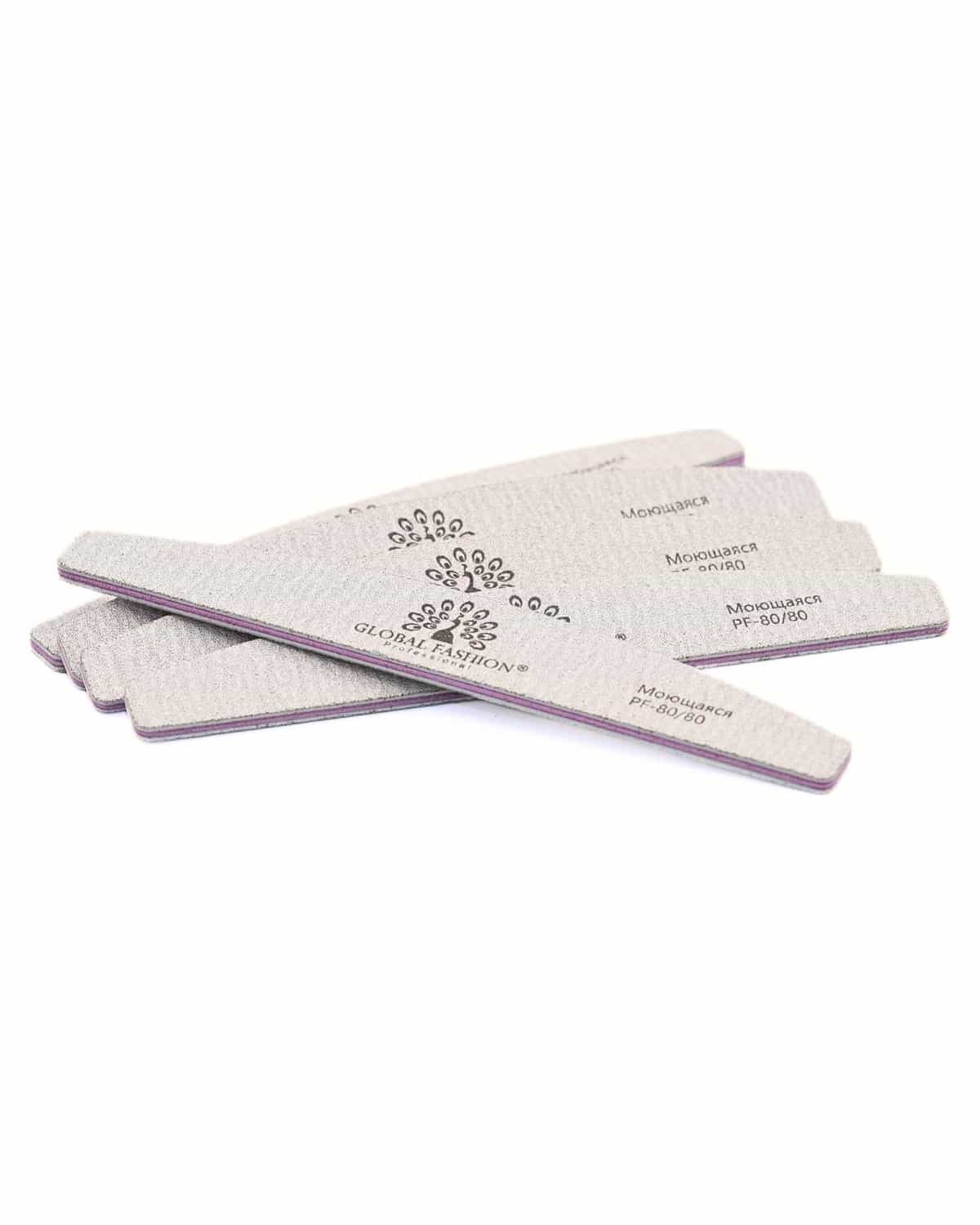 GLOBAL FASHION Professional Washable Nail File Set for Natural & Acrylic Nails: 24 Pieces | (80/80)
