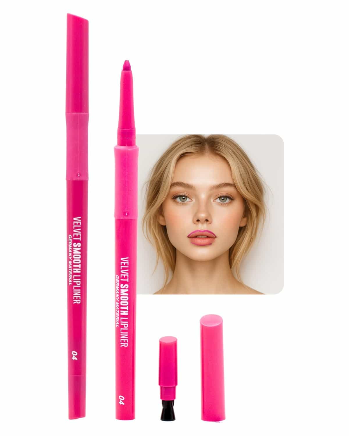 Velvet Smooth Lipliner | Mechanical Twist-Up Pencil, Long-Lasting Velvet-Matte, Waterproof & Smudge-Proof, Precision Lip Contour, Creamy Vegan Formula (4 - Persian rose)