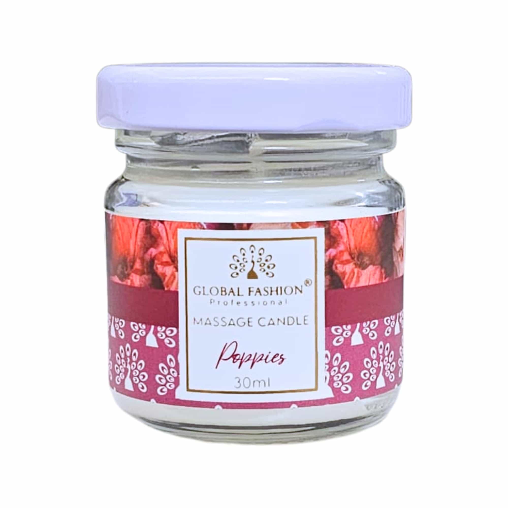 Global Fashion Massage Candle 30 ml - Luxury Body & Massage Oil Candle, Warm Skin-Oil Candle for Home Spa, Couples & Personal Use - Vegan Soy Wax, Home Scented Aromatherapy Gift-Re